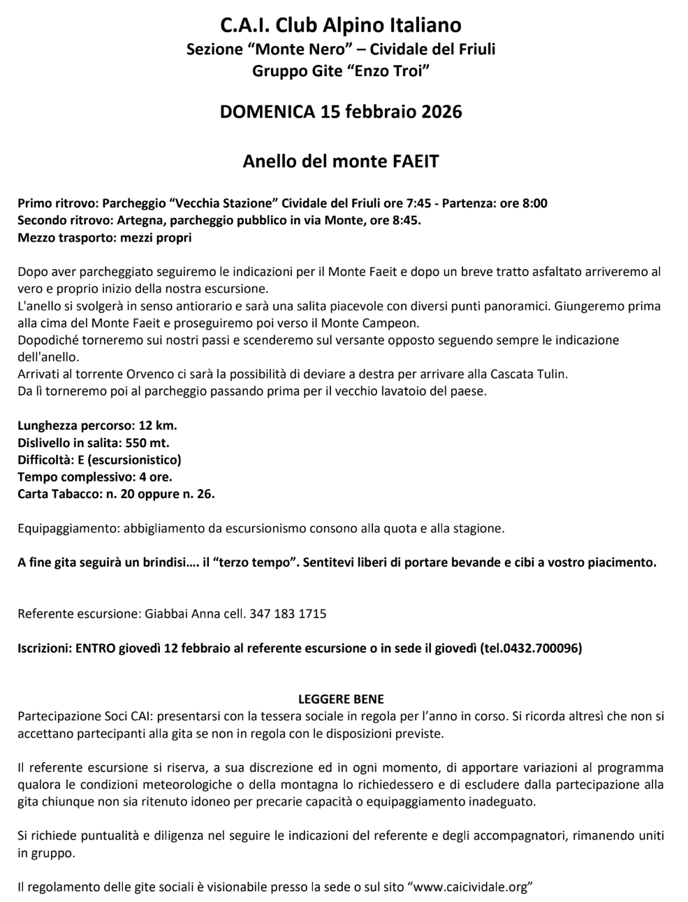 Anello del Monte Faeit (E)