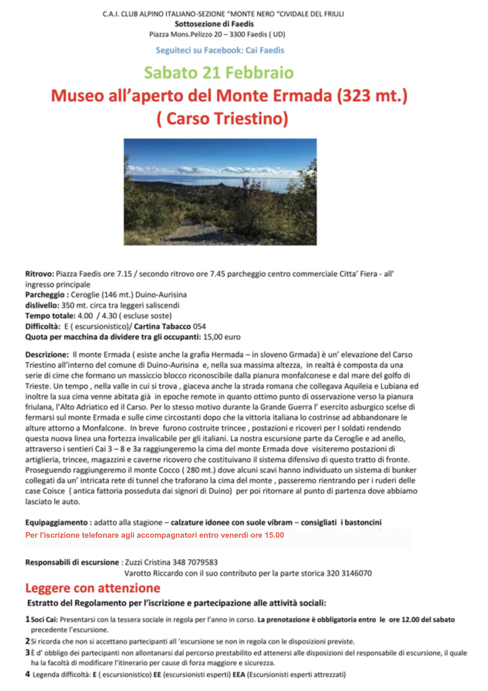 SOTTOSEZIONE FAEDIS - Museo all’aperto del Monte Ermada (Carso Triestino)