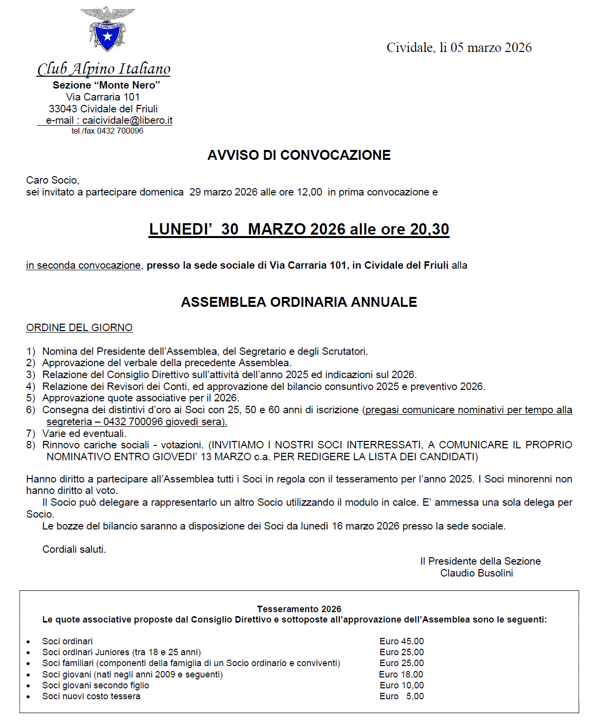 Convocazione ASSEMBLEA