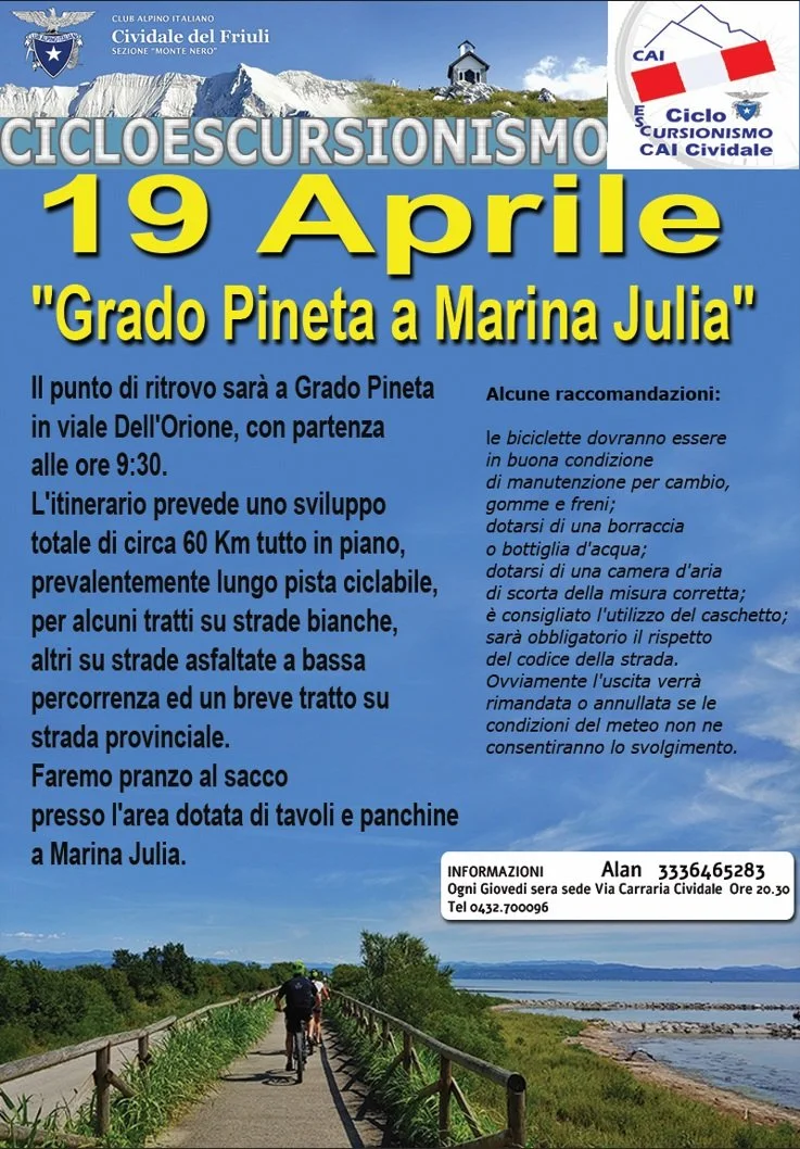 CICLOESCURSIONISMO: Grado Pineta a Marina Julia