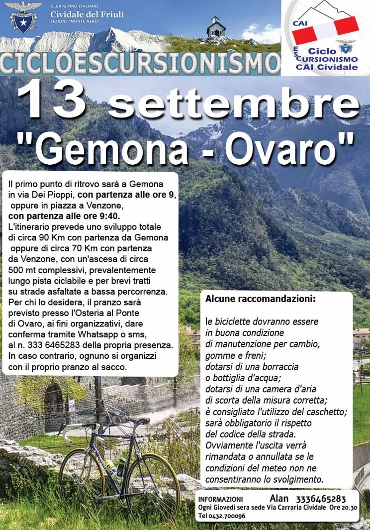 CICLOESCURSIONISMO: da Gemona a Ovaro