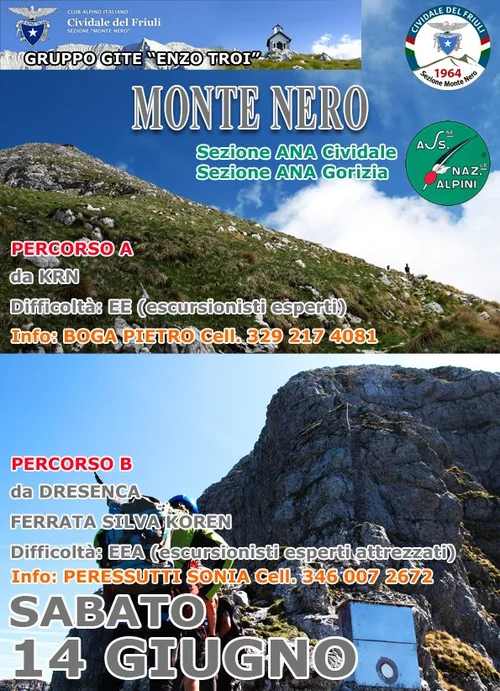 Monte Nero (percorsi A e B) — CAI Sez. Monte Nero - Cividale del Friuli