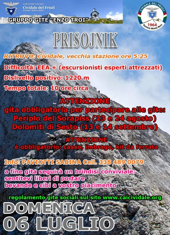 Prisojnik (EEA) — CAI Sez. Monte Nero - Cividale del Friuli