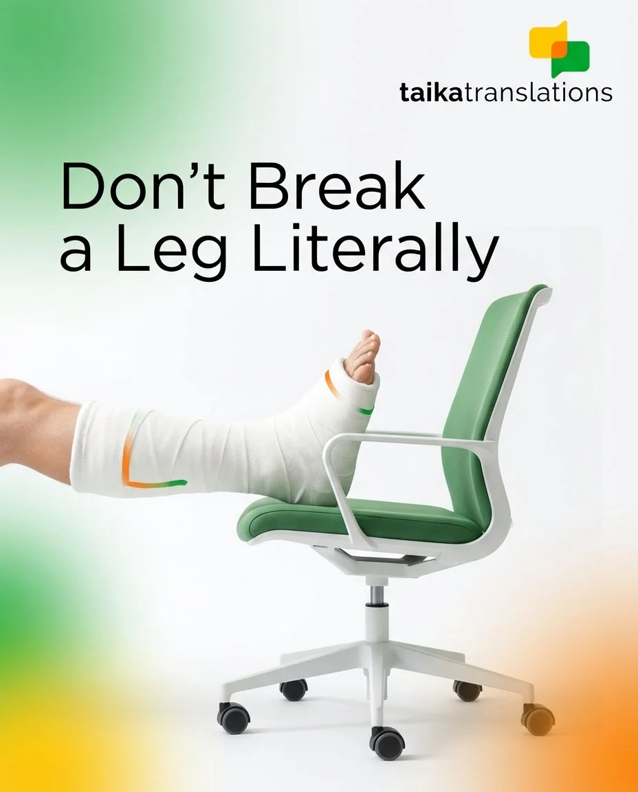 Idioms are the spice of language, but they can quickly turn into a recipe for disaster if translated word-for-word. Wishing someone 'good luck' in the theatre world shouldn't result in a medical emergency, yet literal translations often miss the cult