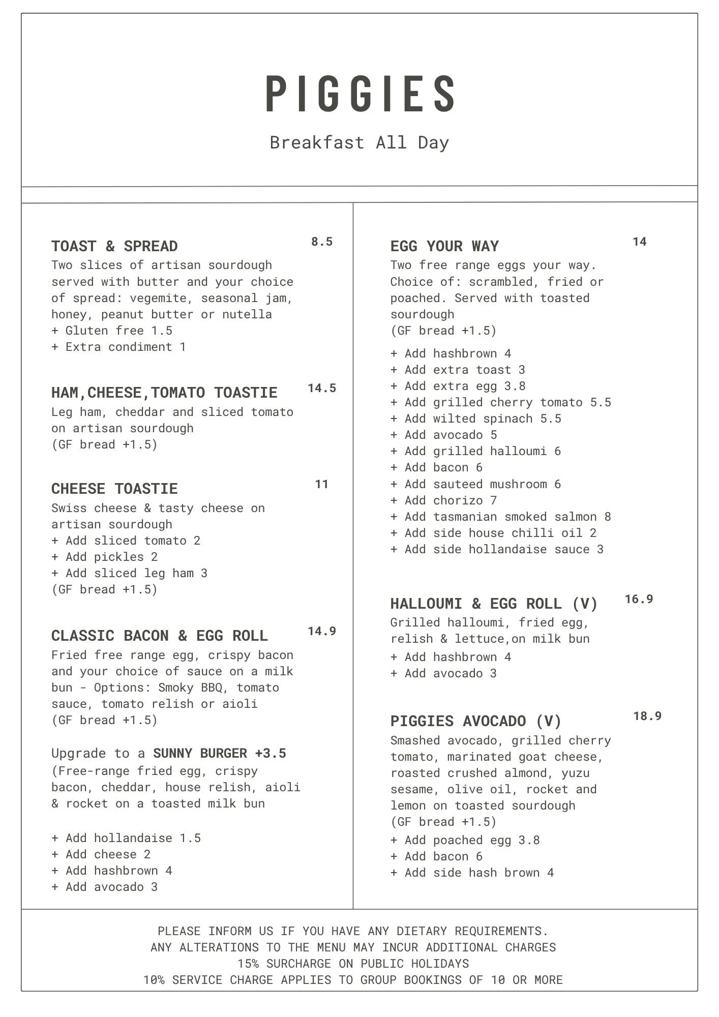Menu — Piggies