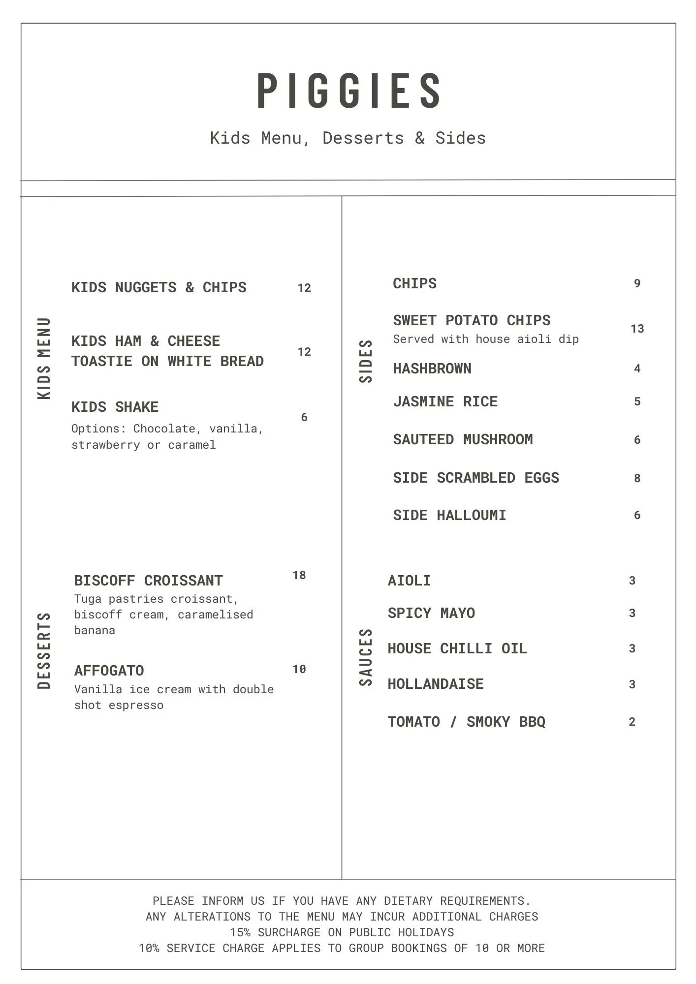 Pig Farm Ridgeway Menu Menu β Piggies