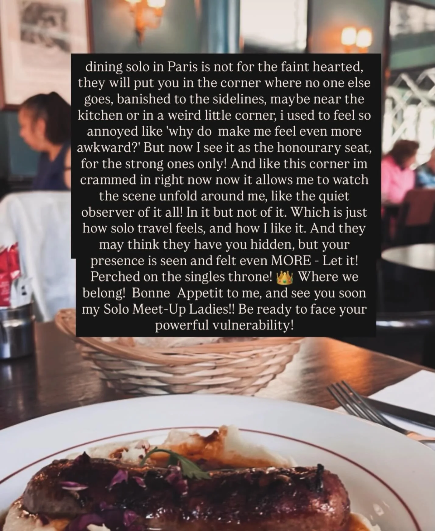 Its Safe to be Solo!! Especially in Paris ❤️ Even if they sit you in the singles corner 😂 Next Paris Solo Traveller Meet-Up Trip is in May! Stay in a Petite B&amp;B and meet other solo Petite B&amp;B guests too. For returning solo Petite travellers.