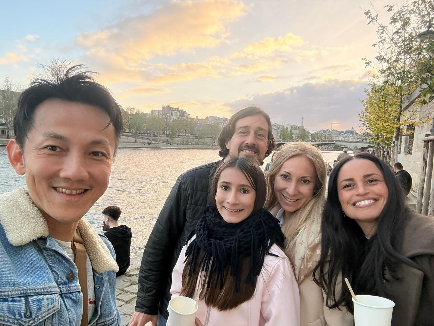 Just the most perfect sunset afternoon sip and stroll on the Seine in Paris with my beautiful B&amp;B family - Karla, Valentina and John, and of course Alvin the magnificent! Karla and family are currently staying in Alvins 2eme apartment and its bee