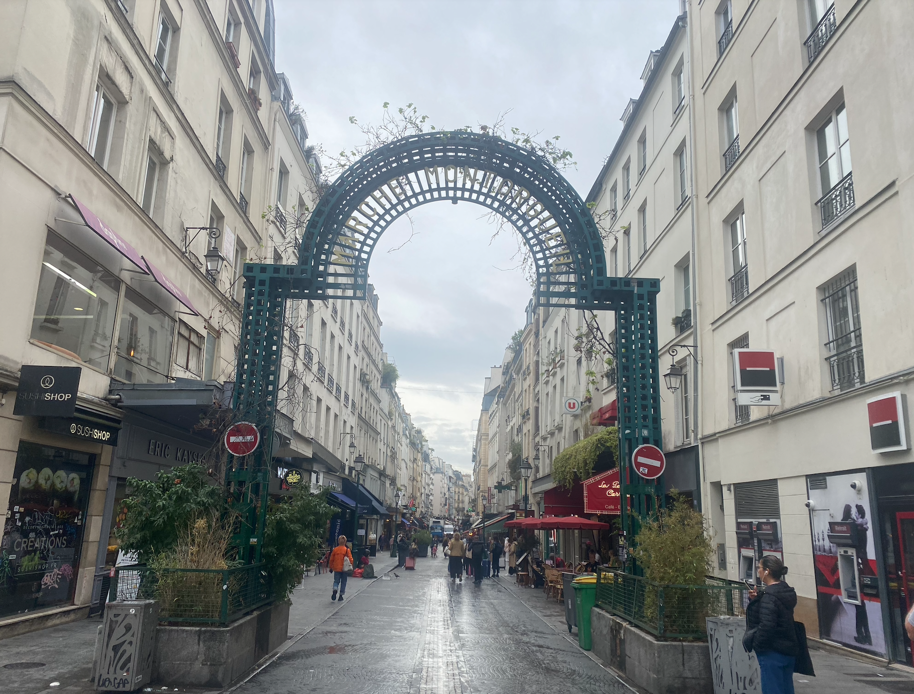 Rue Montorgueil is minutes away - a foodies paradise a cobblestone street lined with endless gourmet stores