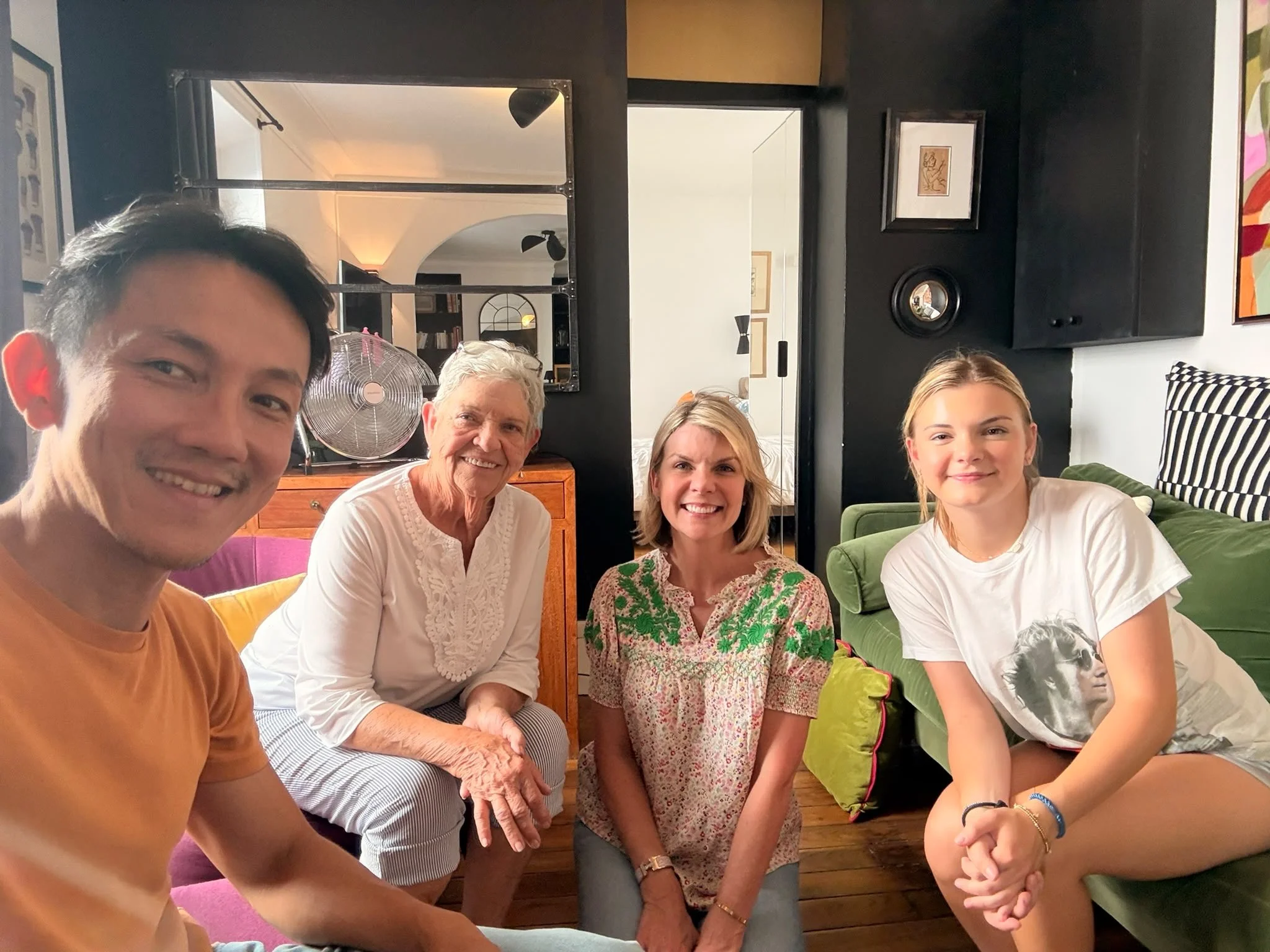 Kerrie, Rosemary and Olivia from the US, with their host Alvin at Apartment Michael - July 2026