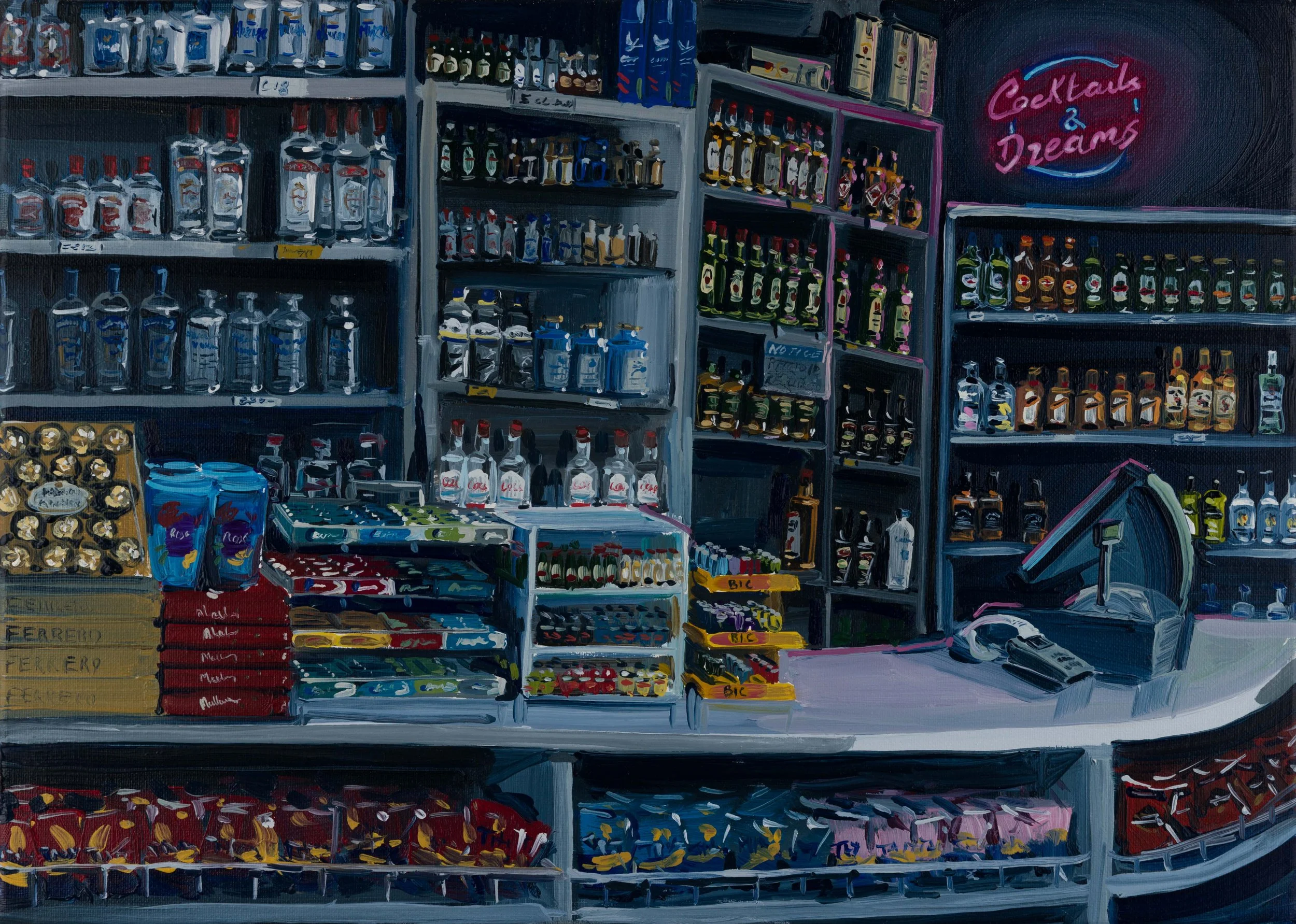 Off Licence, 25cm x 35cm, oil on canvas, 2022 - private collection