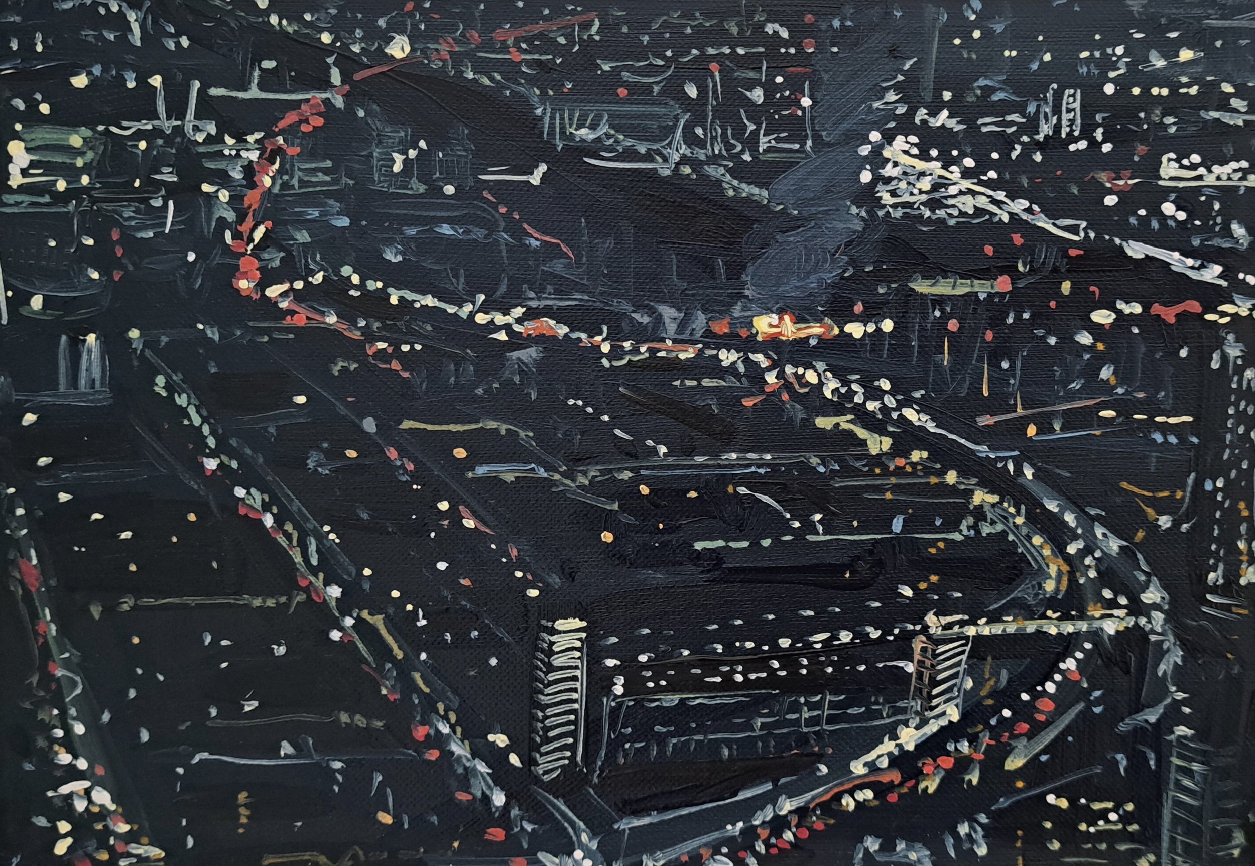 city from above, 15cm x 21cm, oil on paper, 2025