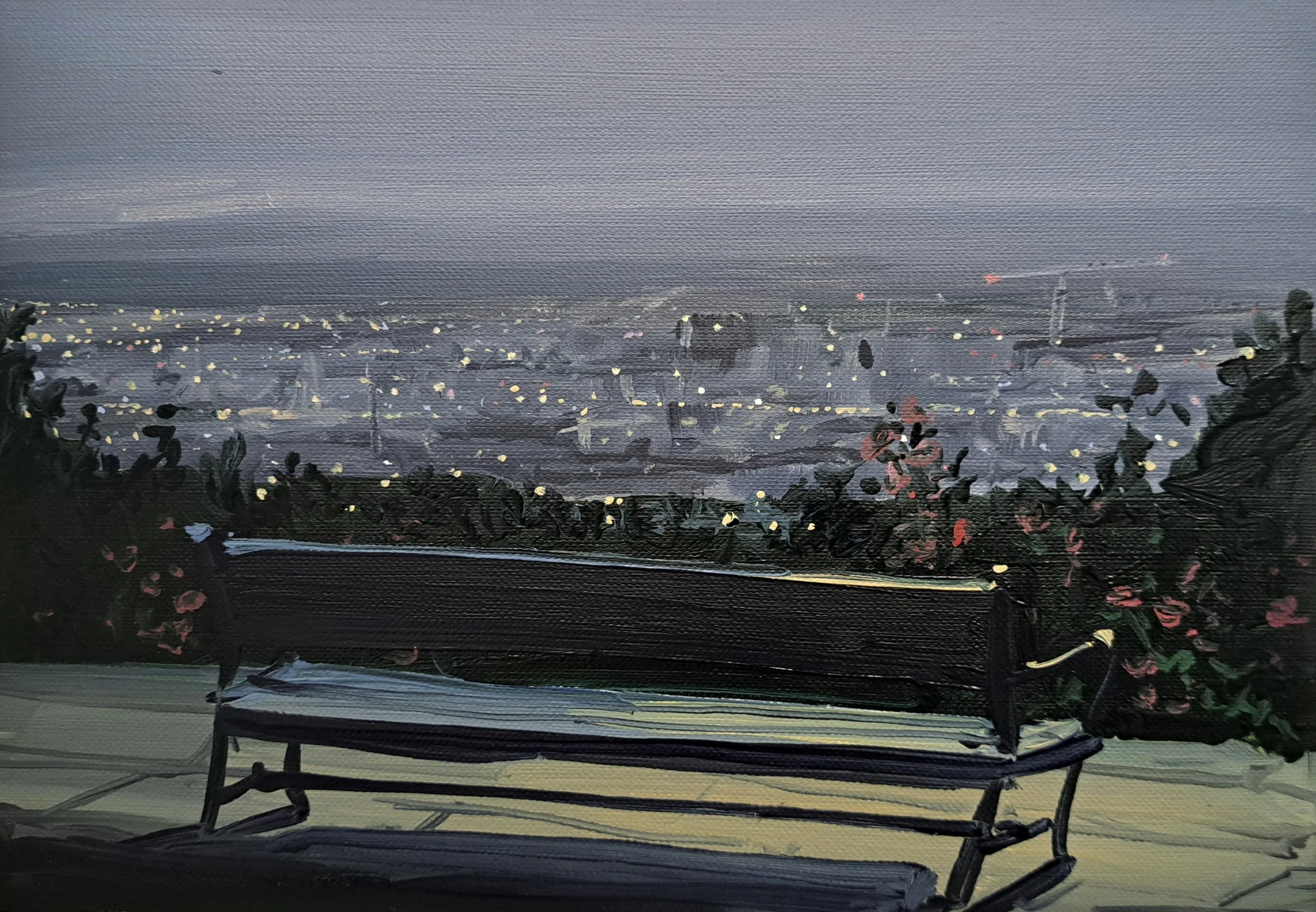 evening view, 15cm x 21cm, oil on paper, 2026