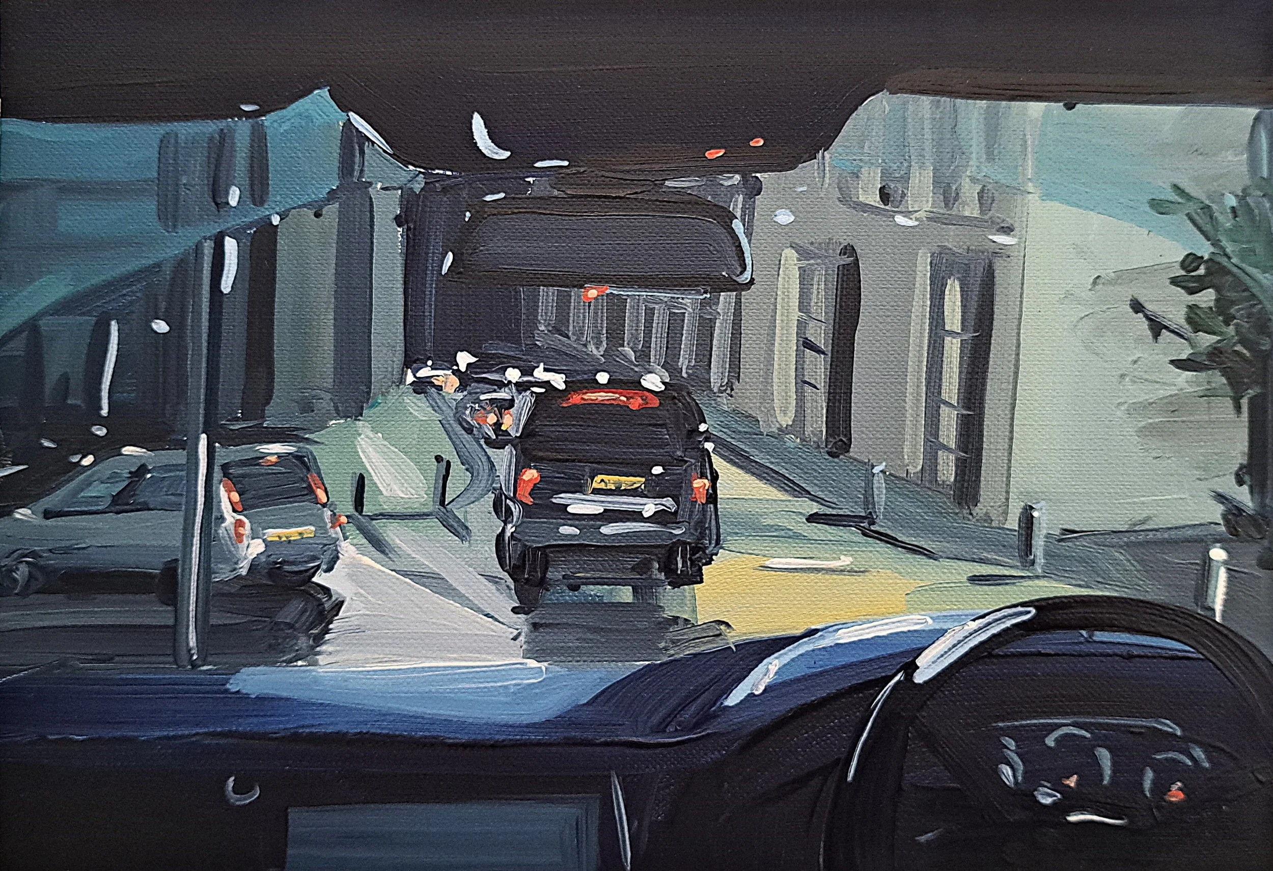 the drive, 15cm x 21cm, oil on paper, 2025