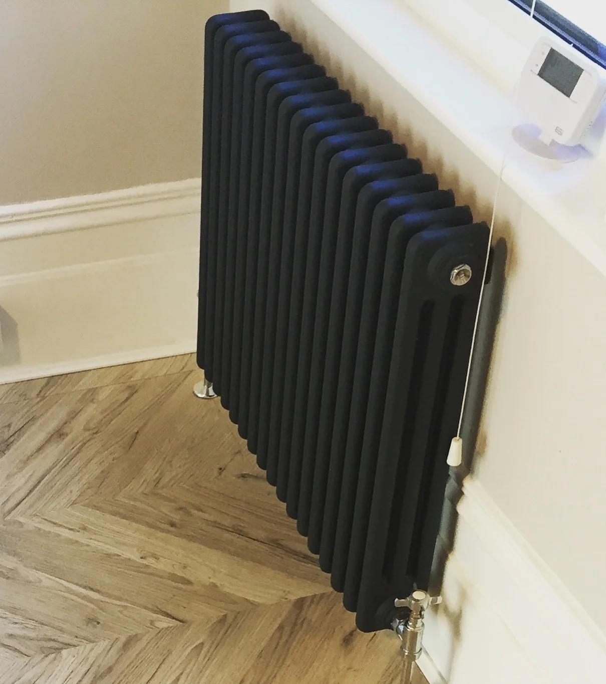   Anthracite column radiators   Not only look great but also kick out a lot of heat! 