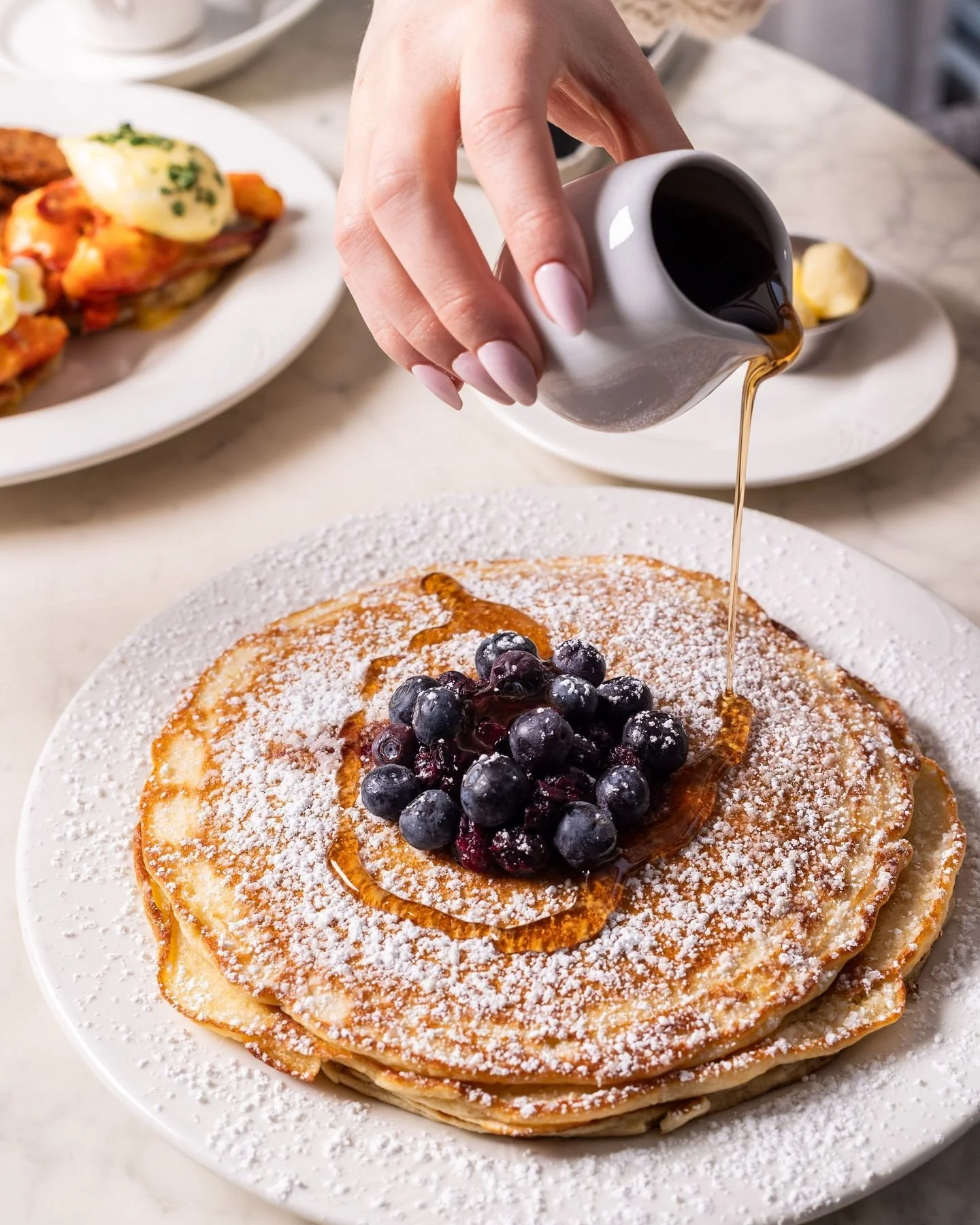 Fluffy, sweet, and bursting with juicy Maine blueberries 🫐🥞✨ a little taste of summer in every bite.