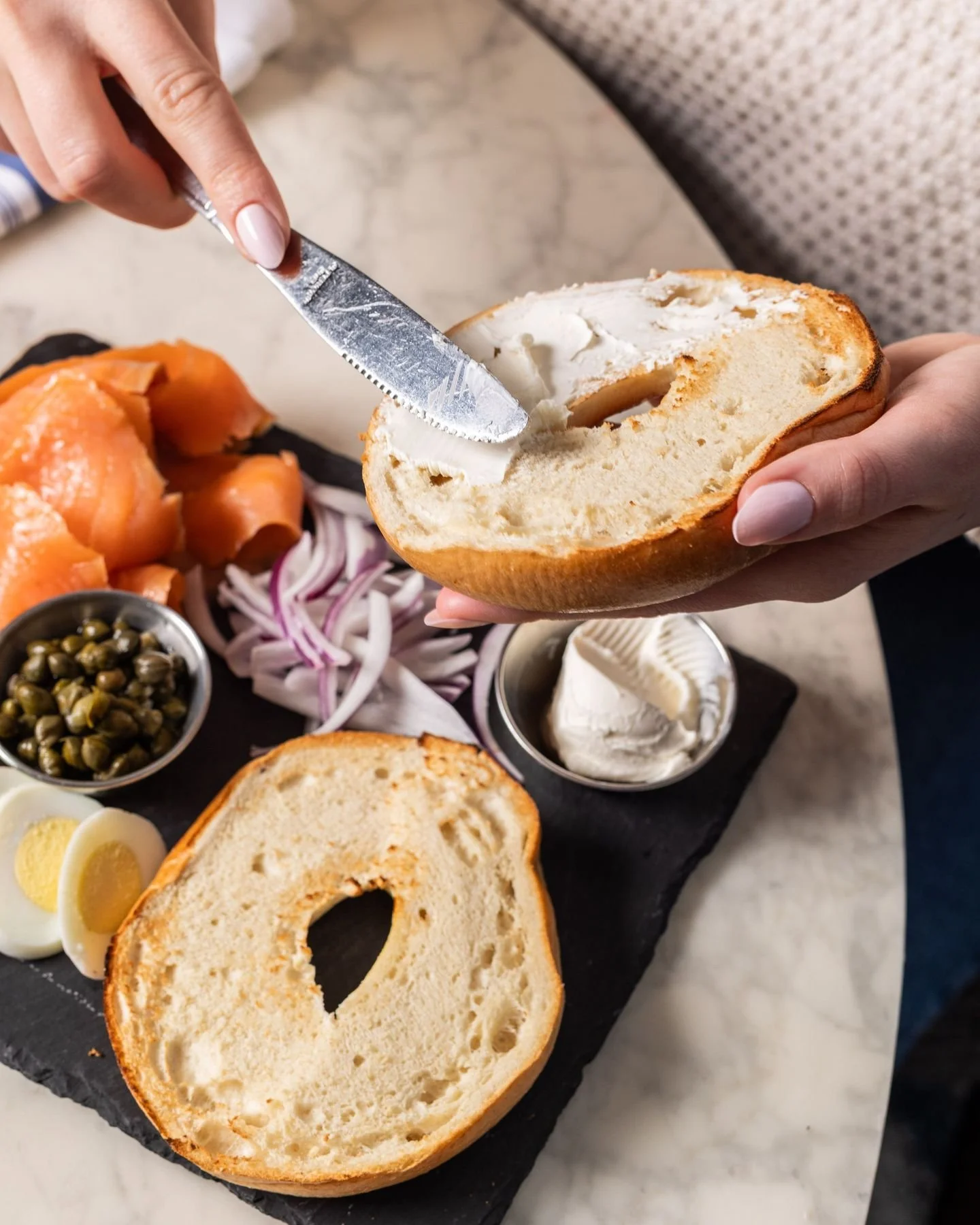 The iconic Smoked Lox Bagel, always loaded, always luxurious🥯✨