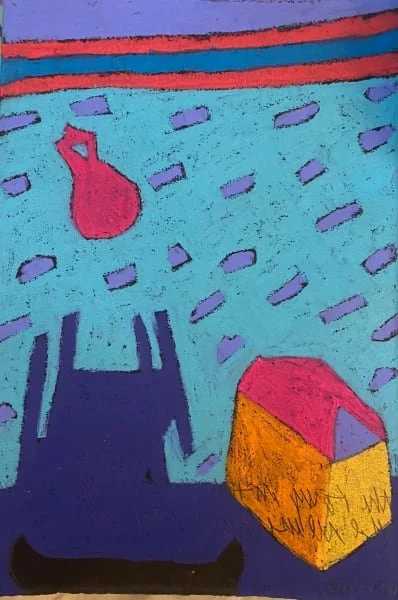 The Dock, Acrylic on Paper with Oil Pastel, 11" x 8" - SOLD