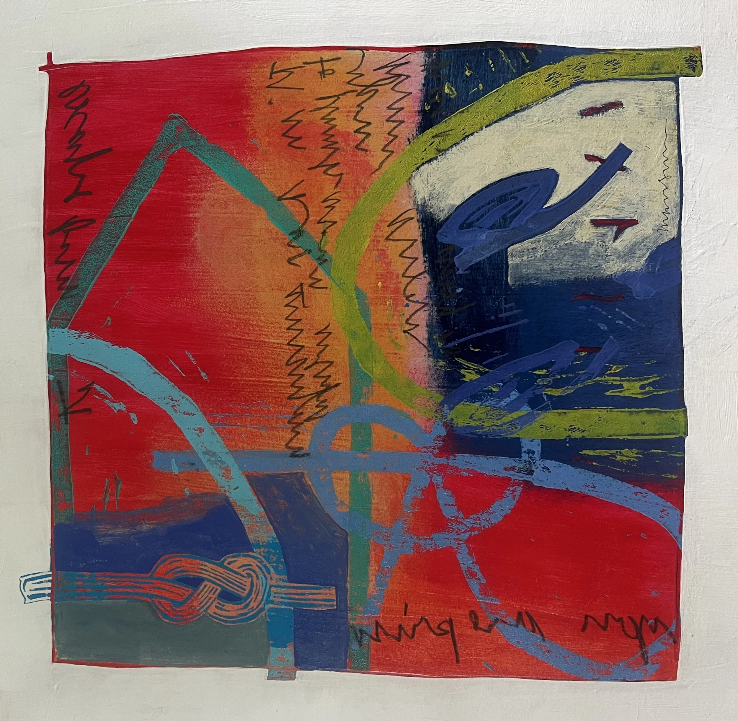 13.5 x 13.5 in, 
Acrylic on paper,
$650.00