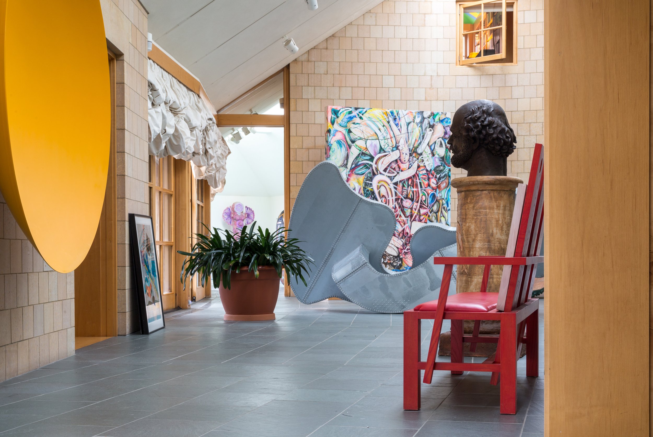 Gallery view, with work by (l-r) Anish Kapoor, Richard Deacon, Jonathan Borofsky, Robert Arnesen
Image Credit: Sarah Lyon