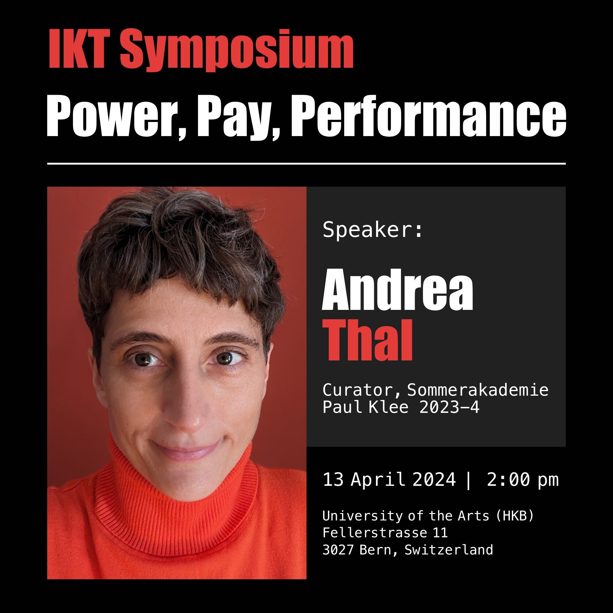 Meet IKT Symposium Speaker: Andrea Thal @andreathal_ 

Don't miss Andrea Thal at the IKT Symposium 2024 on April 13th at 2:00 pm! Andrea is the curator of &quot;Finding our Feet,&quot; the 2023/24 cycle of Sommerakademie Paul Klee, blending online an