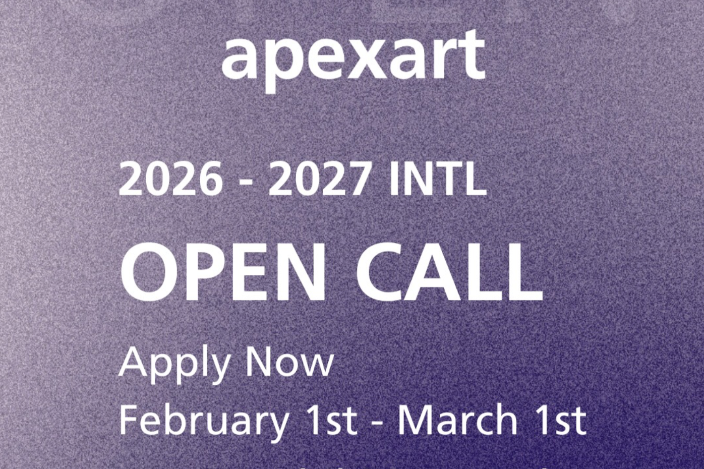 apexart 2026–27 International Open Call