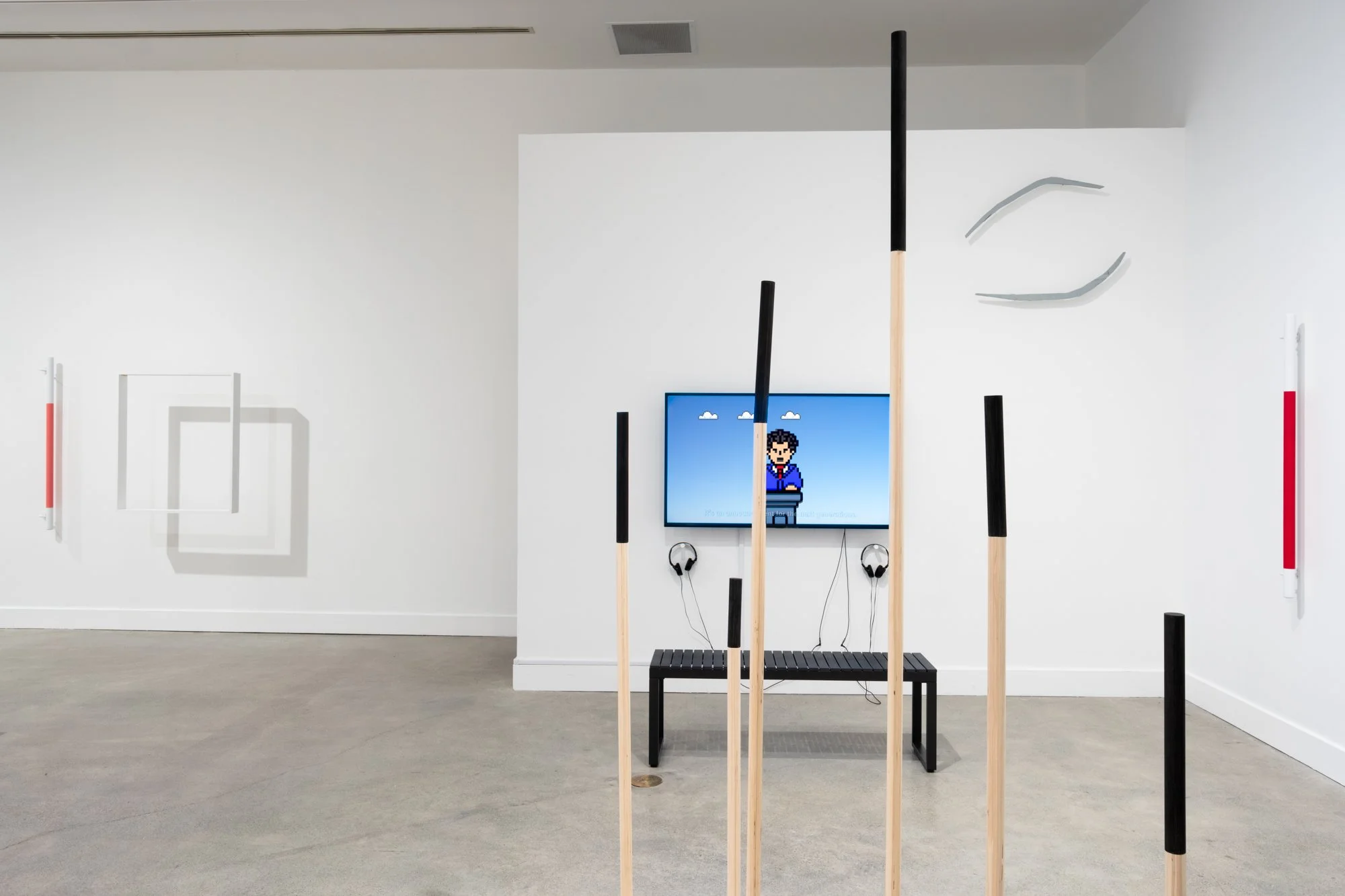  Partial view of Richard Ibghy and Marilou Lemmens’s&nbsp;exhibition An Animated Assembly, 2026, Nanaimo Art Gallery, Nanaimo, BC, Canada. Photo: H&amp;S. 
