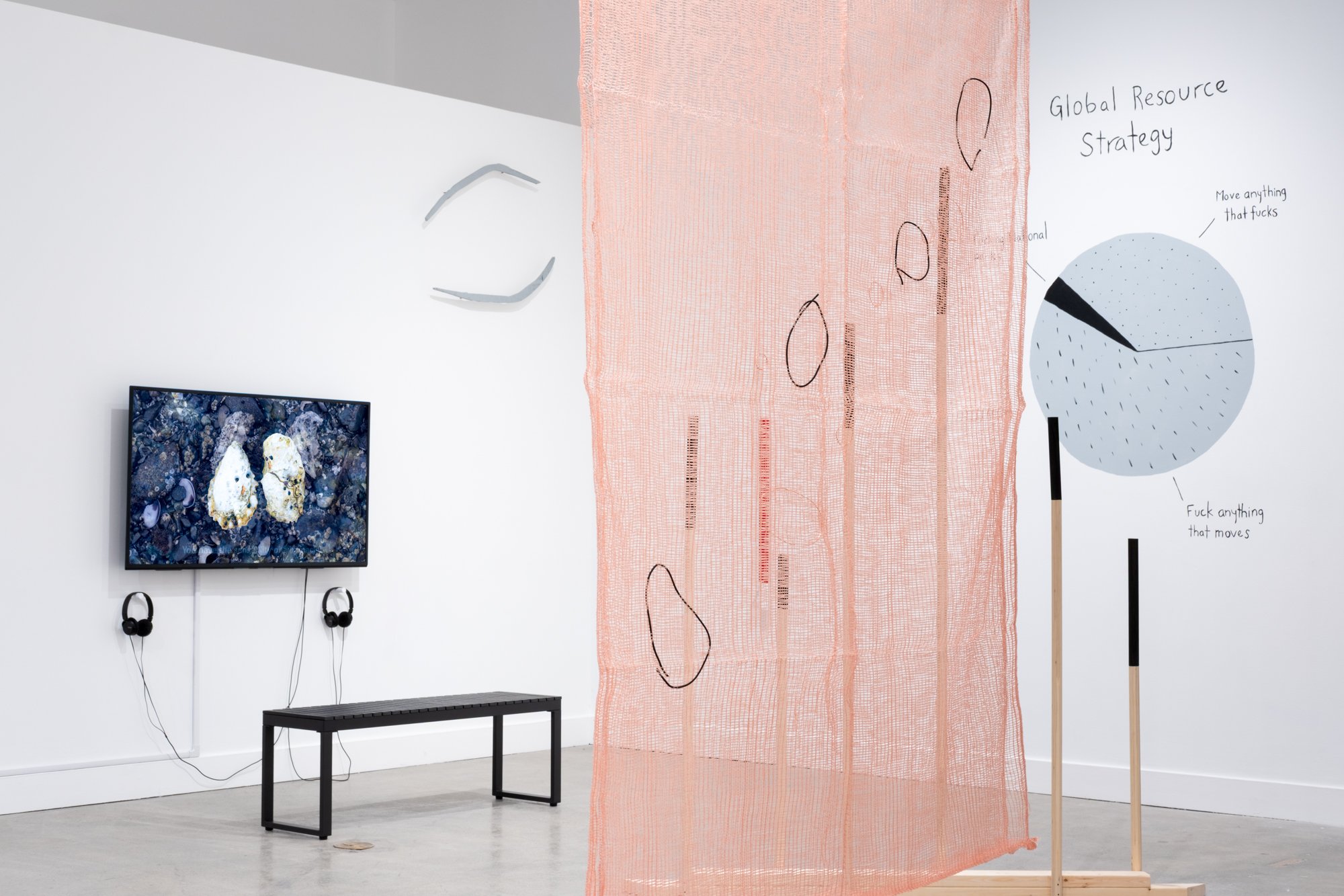  Partial view of Richard Ibghy and Marilou Lemmens’s&nbsp;exhibition An Animated Assembly, 2026, Nanaimo Art Gallery, Nanaimo, BC, Canada. Photo: H&amp;S. 