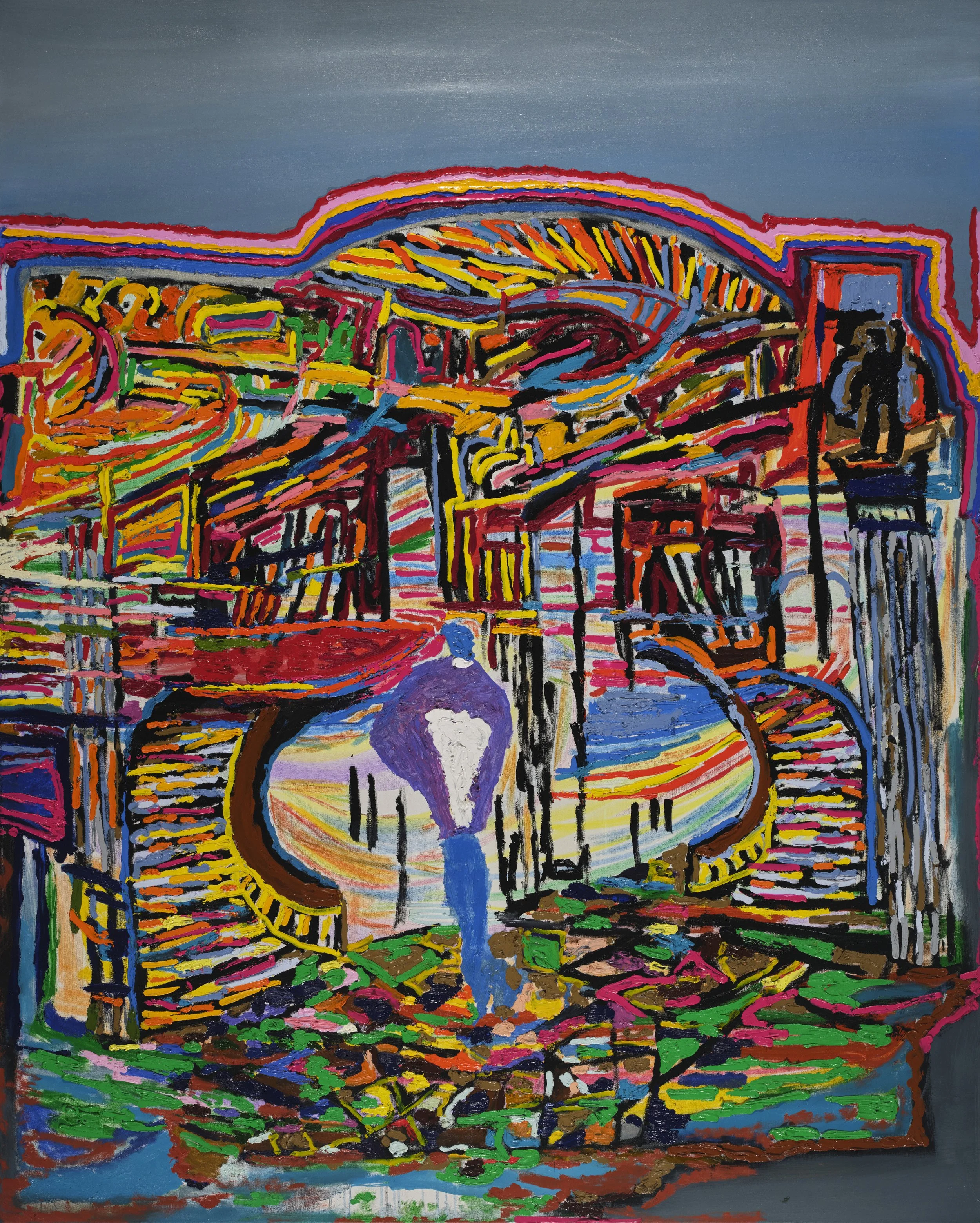 GABRIEL SELASSIE TSAGLI, Metamorphosis, 2026, Pastel and oil on canvas, 200 x 160 cmCourtesy of the Artist and Gallery 1957, © Nii Odzenma