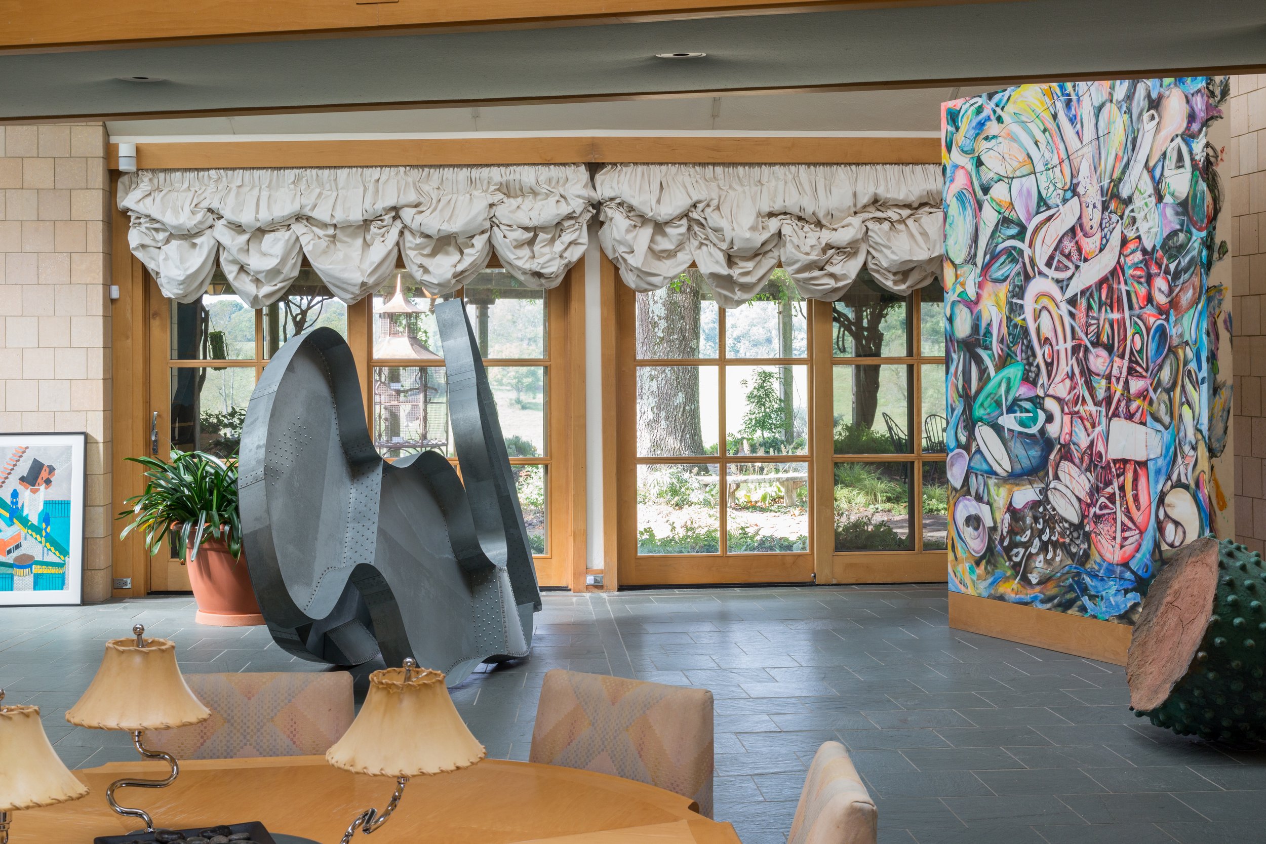 Gallery view with Richard Deacon sculpture and Jonathan Borofsky painting
Image Credit: Sarah Lyon