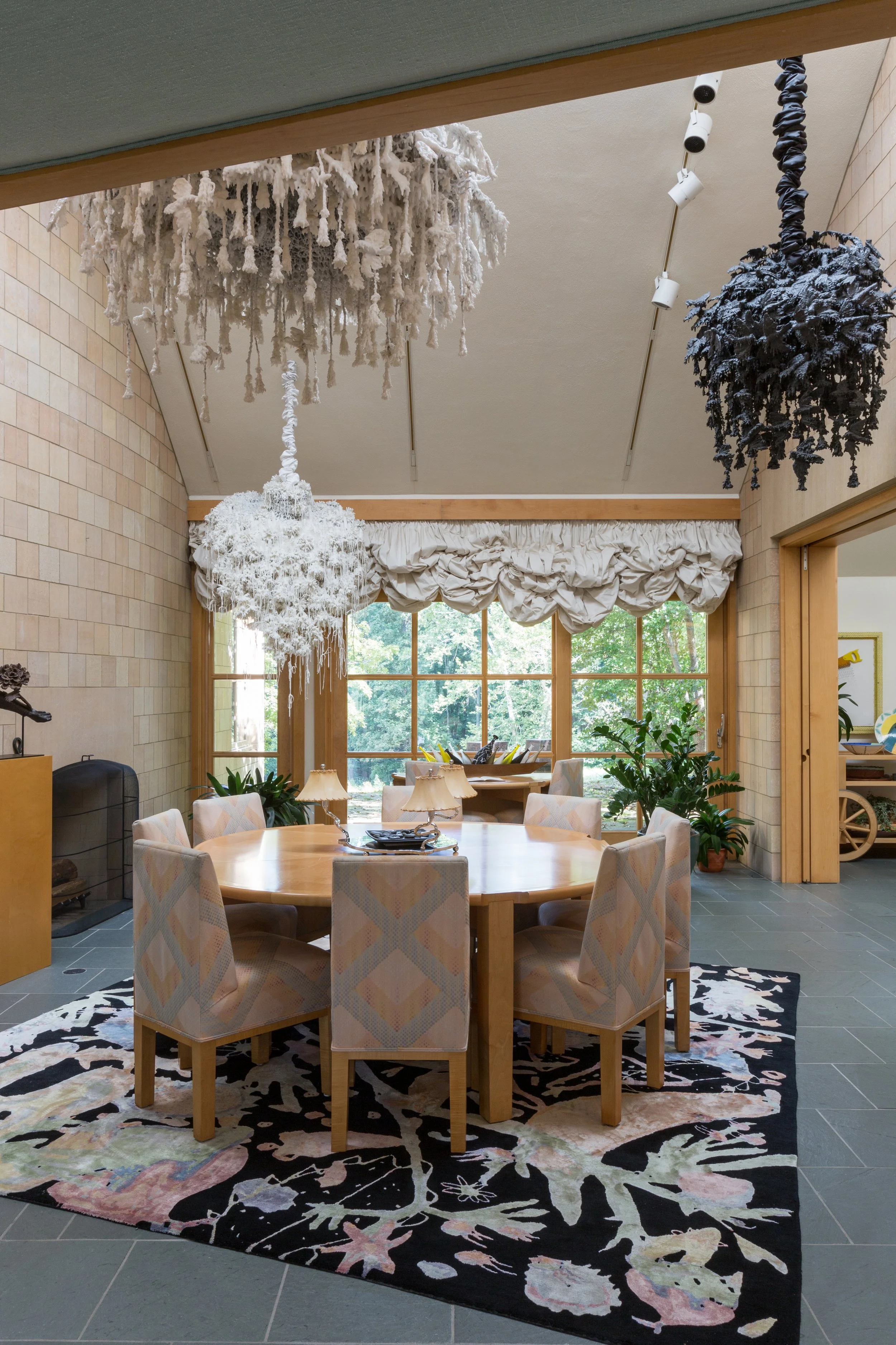  Dining area with hanging sculpture installation by Petah Coyne
Image Credit: Sarah Lyon