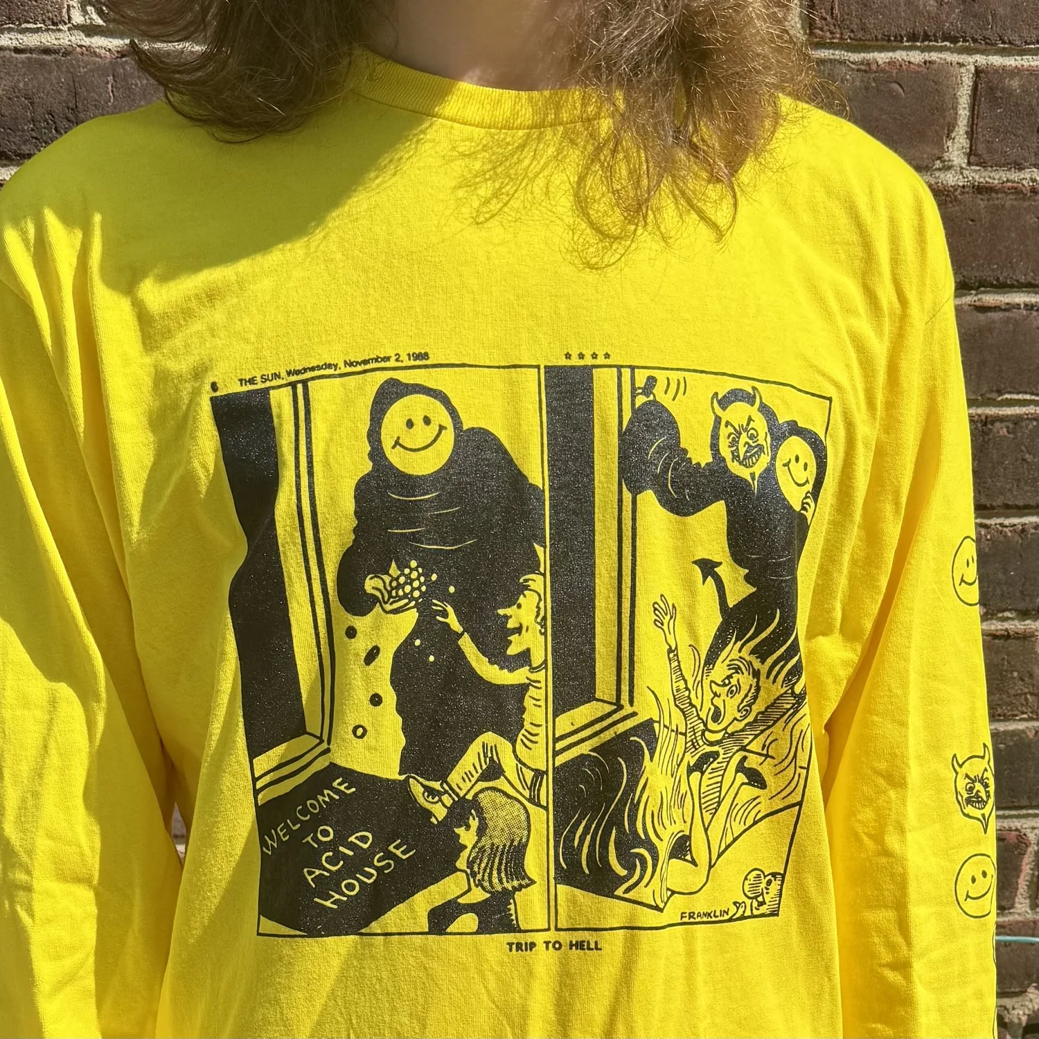 Acid House Trip to Hell Longsleeve Tshirt — Black Gum Print Shop