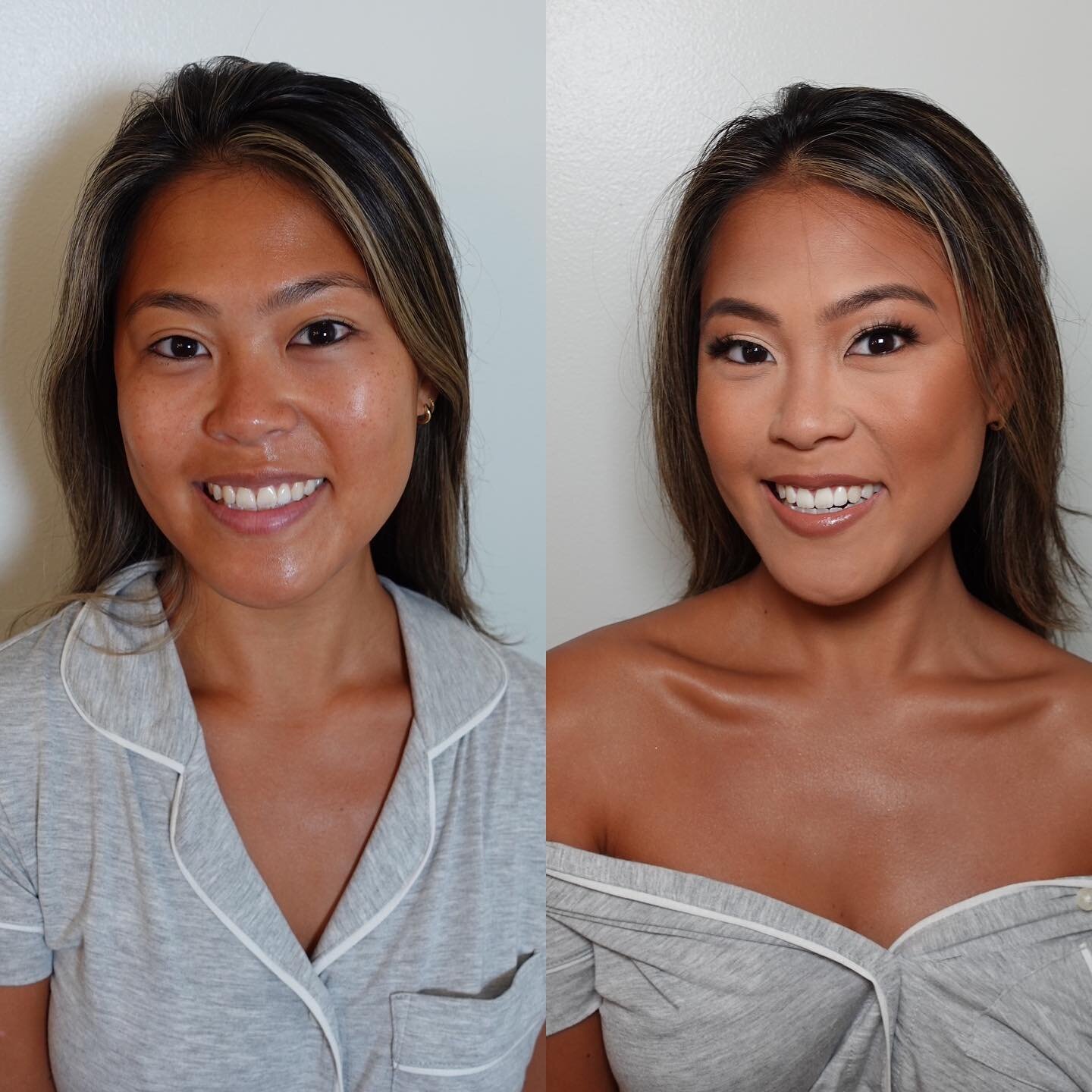 beautiful before and after of a beautiful bridesmaid!!

key notes about this look:

✨ she wanted structure, so we made sure to contour the face to get a snatched effect

✨ we kept the complexion satin matte and created an all matte eye look with a li