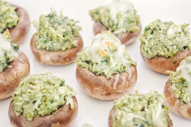 Pesto Chicken Stuffed Mushrooms