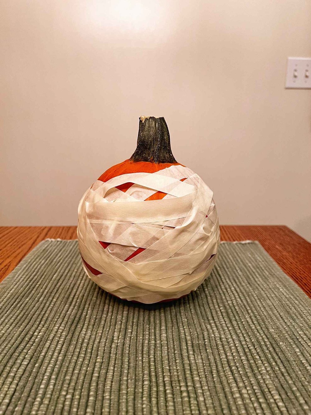 No Carve Pumpkin Decorating Ideas for Your Toddler - Masking Tape Mummy