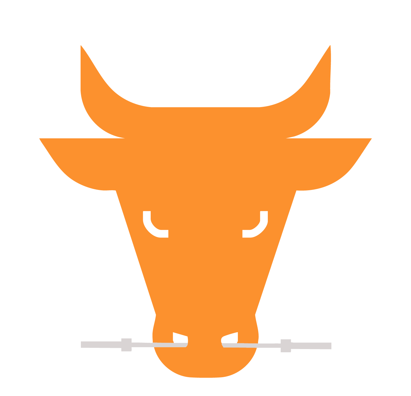 An orange bull head with the word 'Yoked' above it