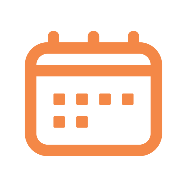 Calendar icon with a grid and a top bar indicating days and dates