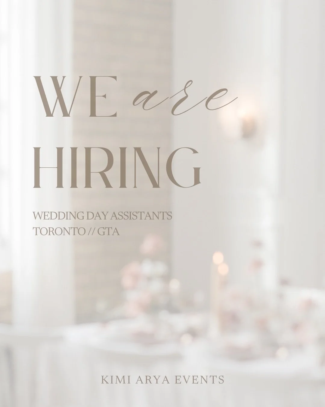✨ we&rsquo;re hiring! ✨

wedding season keeps getting busier over here, which means it&rsquo;s finally time to grow the Kimi Arya Events team 🤍 i&rsquo;m looking for wedding day assistants to join me this season - people who love events, thrive in f