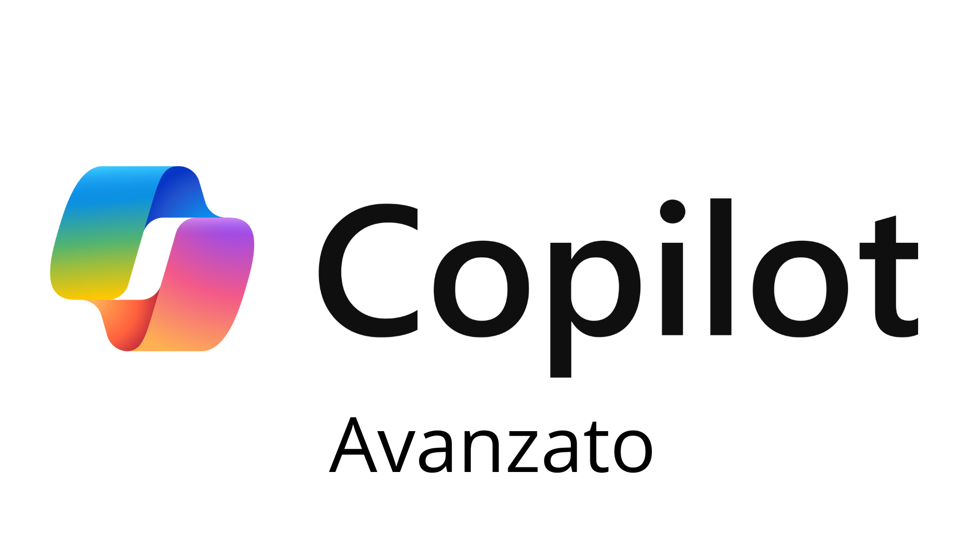 Logo di Copilot Avanzato con simbolo colorato e testo nero su sfondo bianco.