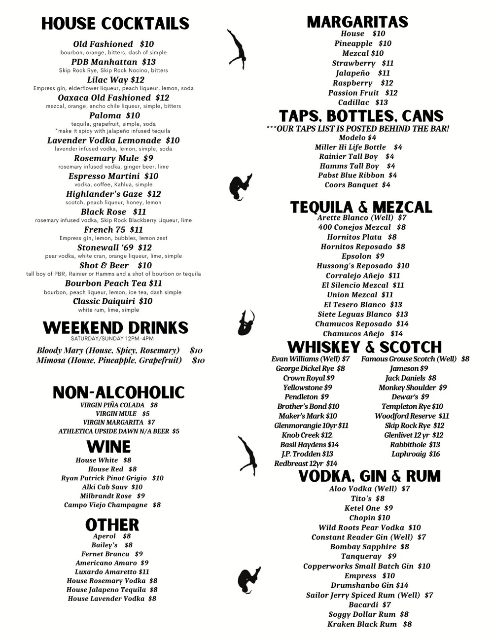 Menu — Pie Dive Bar