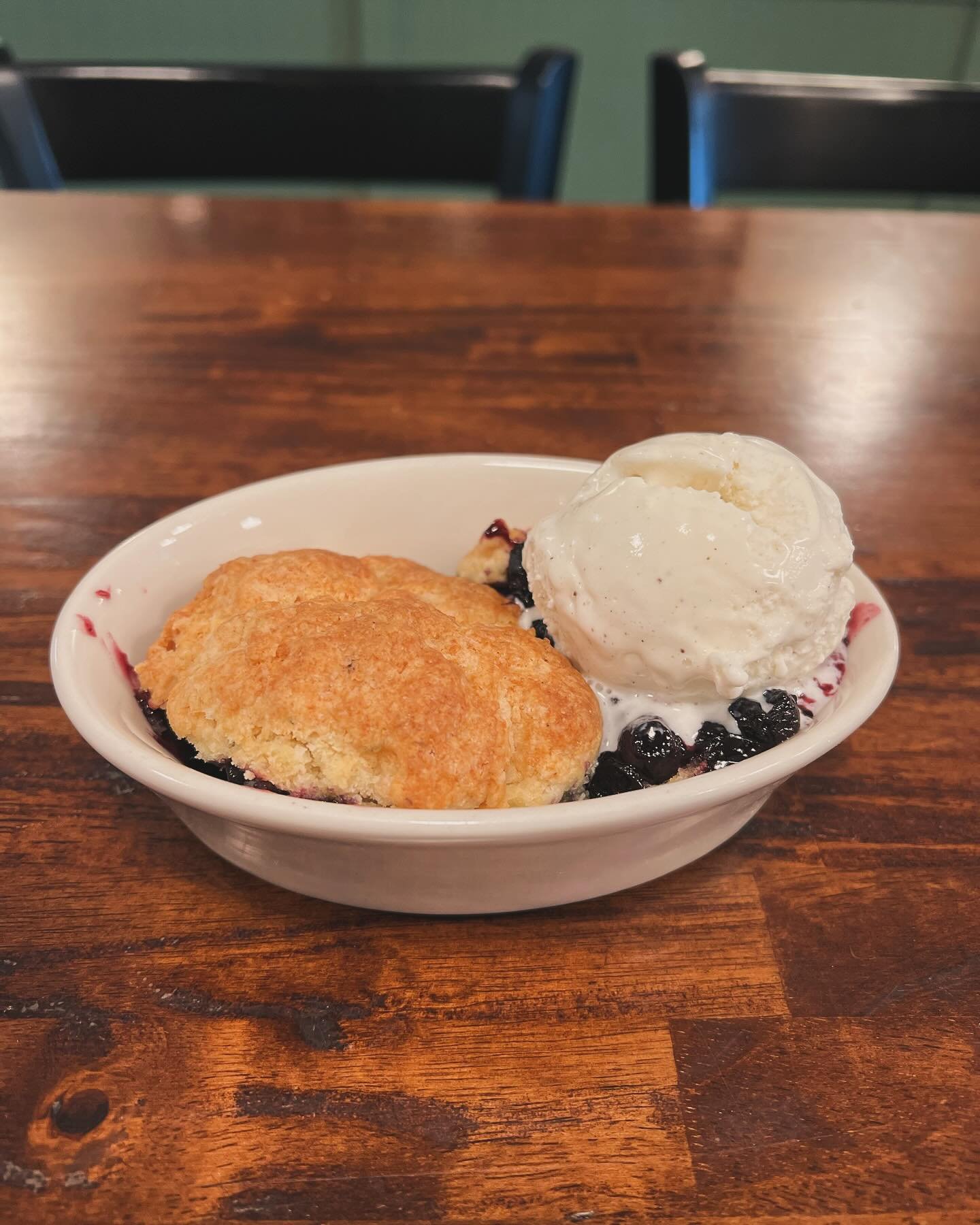 Specials this week are: Corn, Pepper, and Onion Fritters; Beer Battered Mushrooms; Beet and Arugula Tart with Ricotta Cheese; Springtime Soup (it&rsquo;s green!); Blueberry Cobbler (pictured with ice cream added). Come down this weekend for something