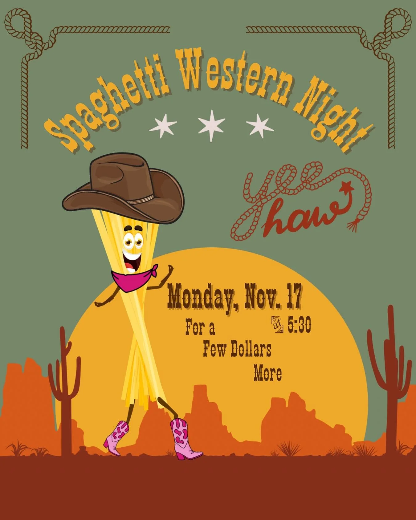 Spaghetti Western Night is back this coming Monday, November 17th! We will be showing For a Few Dollars More, and serving Spaghetti and Meatballs as our special. #theopossumstale #probablythebestpubinjonesborough #possumblythebestpubinjonesborough