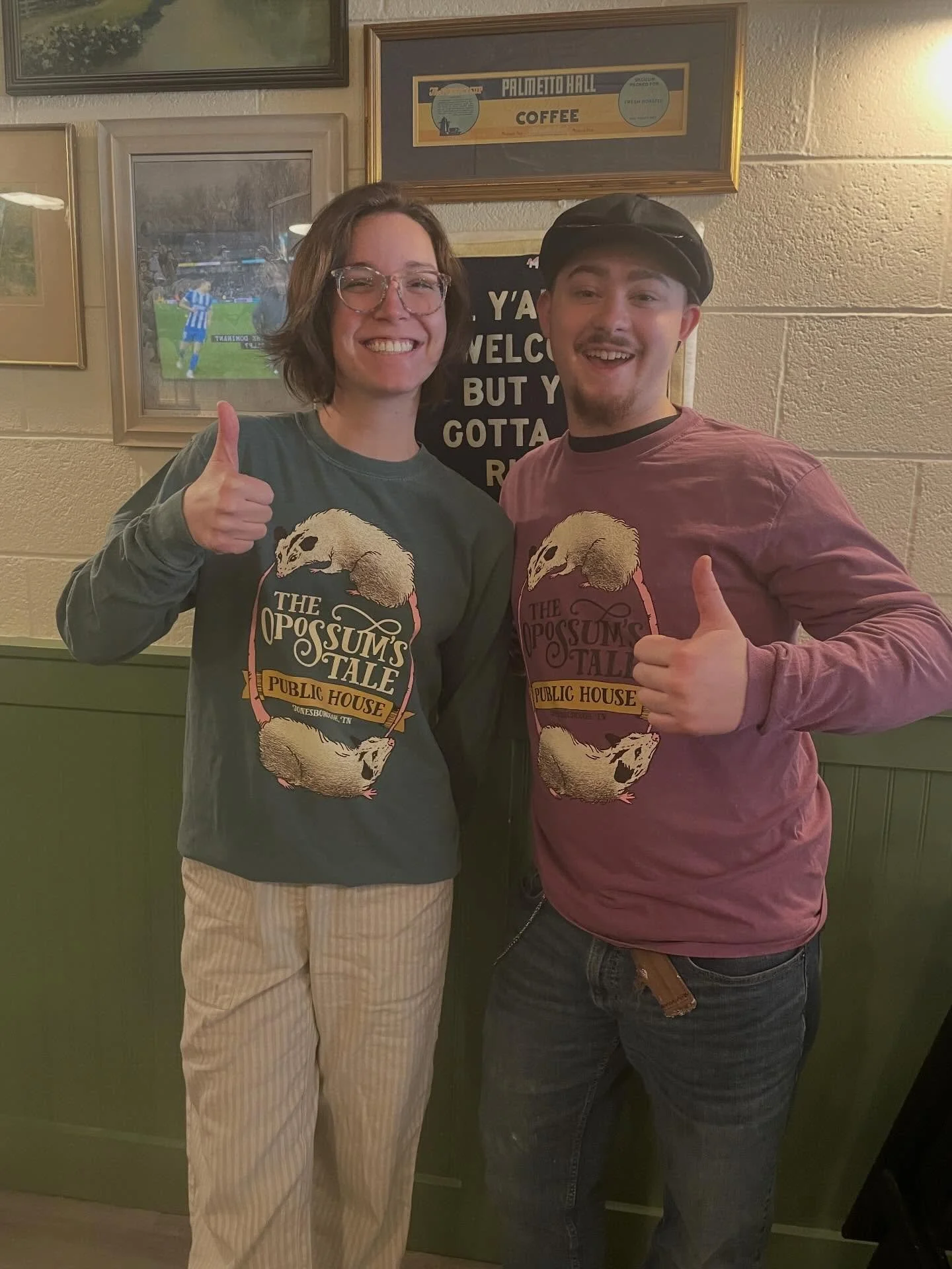 Come getcha one of our fresh shirts, screen printed locally by @asterosperma! They are printed on Comfort Color shirts and are 100% cotton&mdash;$35. And gift certificates are always a great option, as well!! #theopossumstale #probablythebestpubinjon