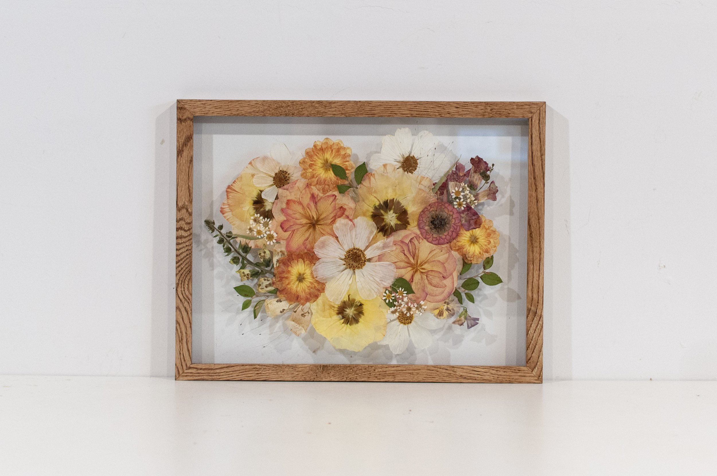 12" x 16" Float Frame, American Oak, Classic Bouquet
