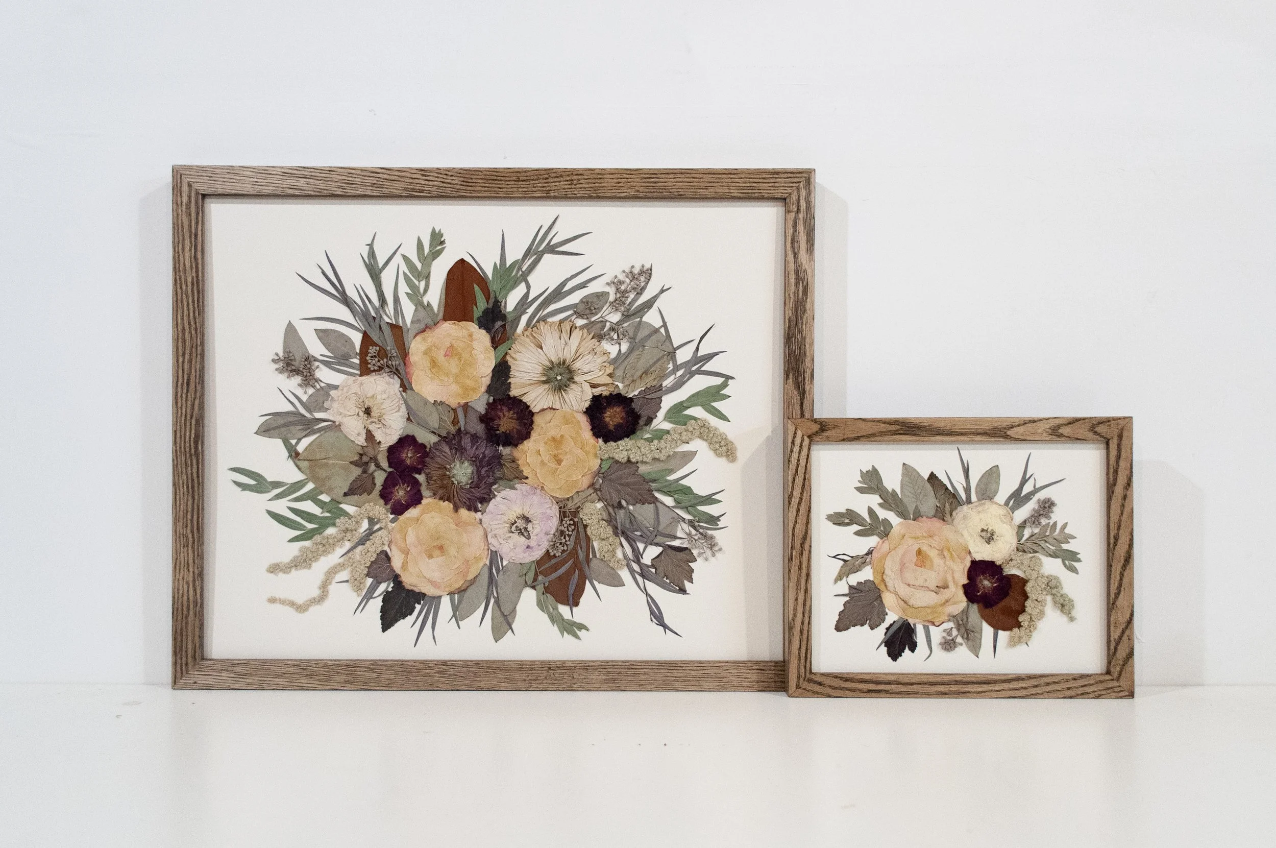 16" x 20", 8" x 10" Standard Frames, Walnut Stained Oak, Bone Backing