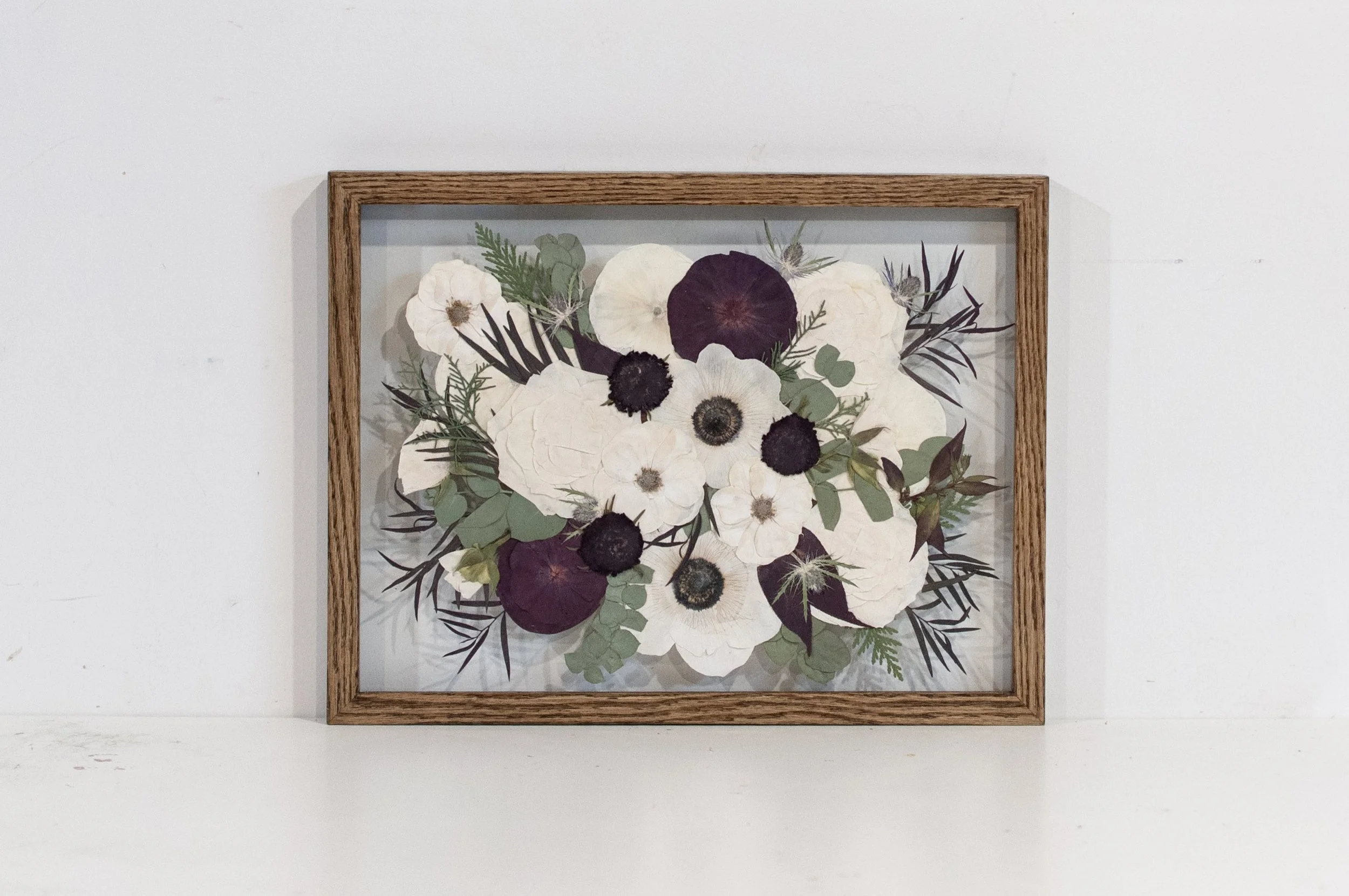 12" x 16" Float Frame, Walnut Stained Oak, Classic Bouquet, Colour Corrected
