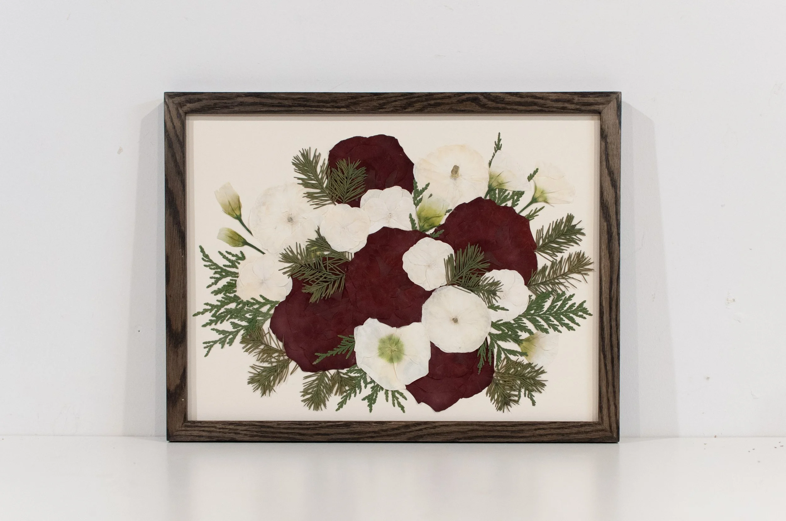 12" x 16" Standard Frame, Black Oak, Bone Backing, Classic Bouquet, Colour Corrected
