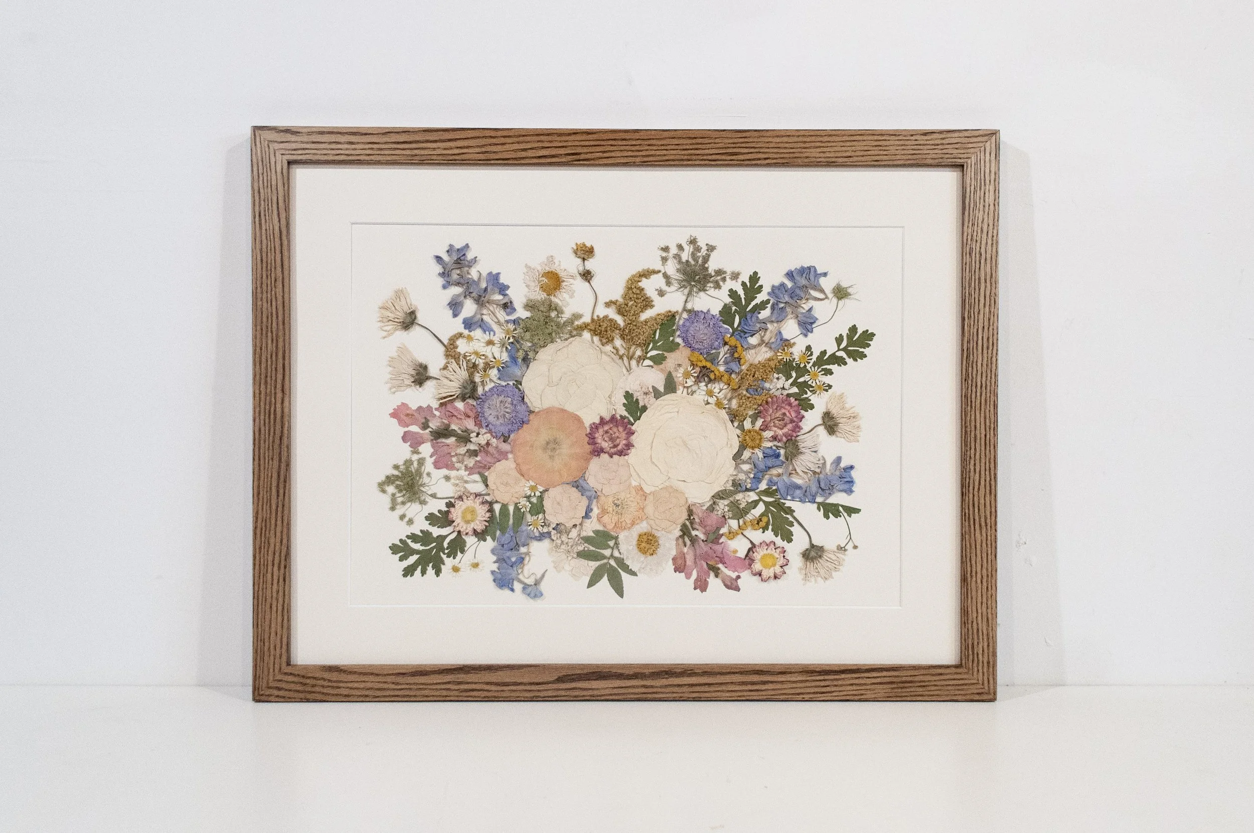 18" x 24" Standard Frame, Walnut Stained Oak, Bone Backing, Bone Matting, Colour Corrected