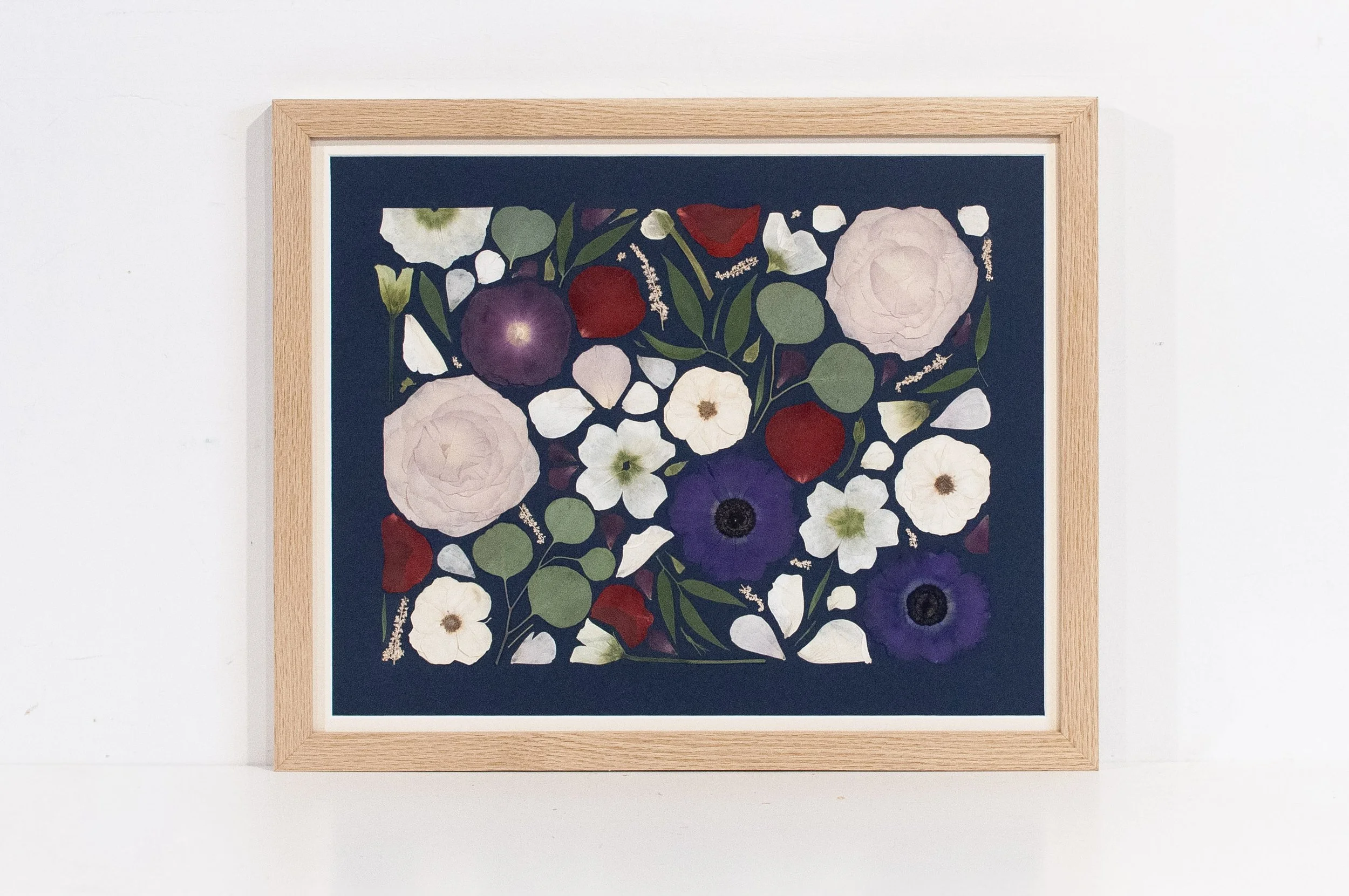 16" x 20" Standard Frame, Natural, Navy Backing, Bone Matting, Mosaic, Colour Corrected