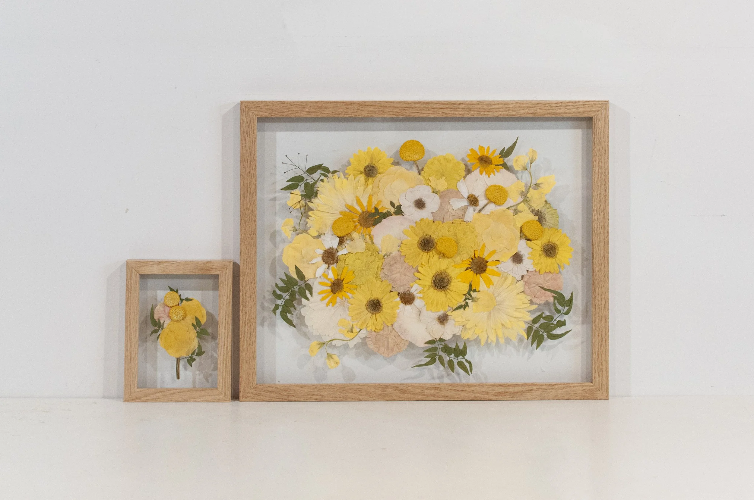 16" x 20" & 5" x 7" Float Frame, Natural Oak, Classic Bouquet, Colour Corrected